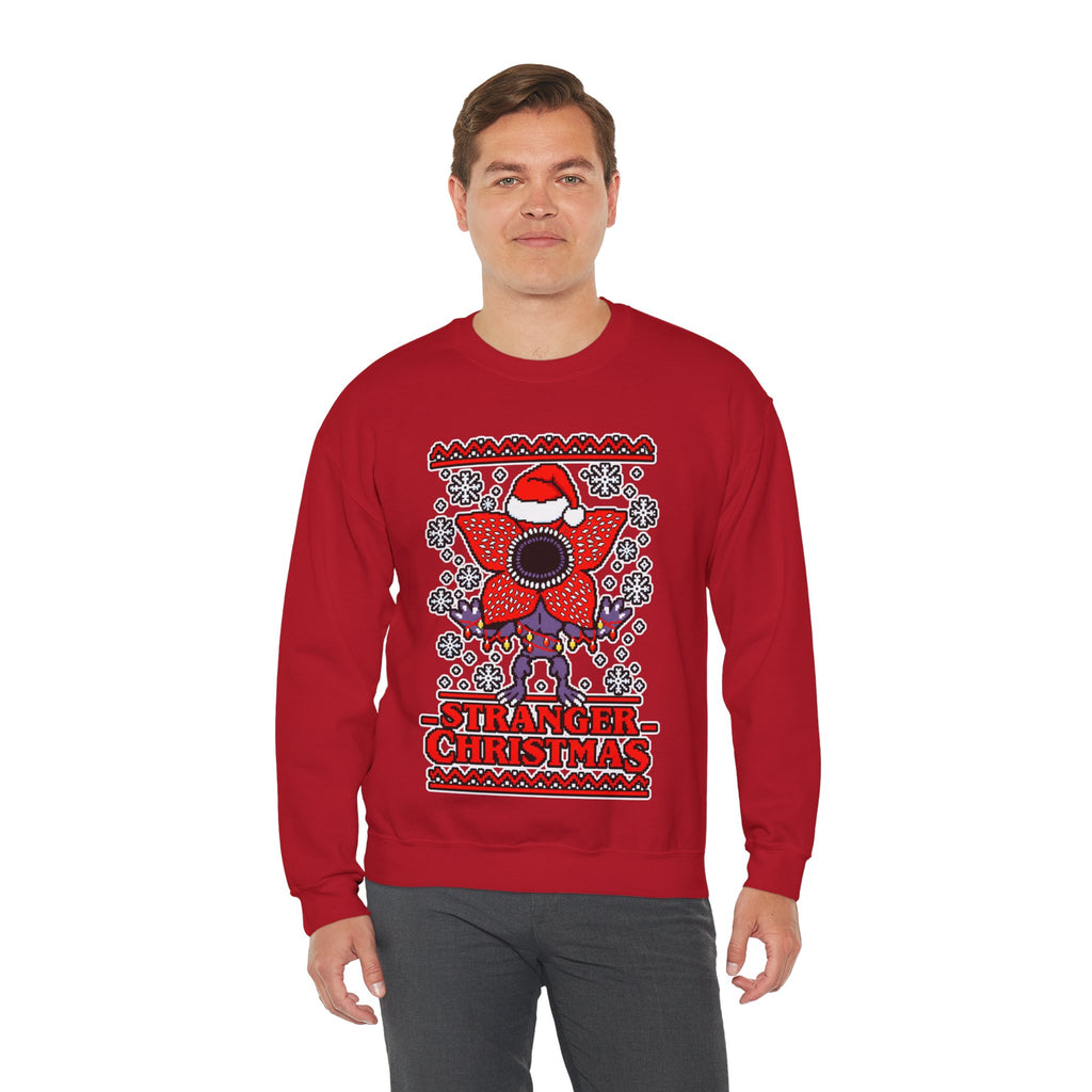 Stranger Christmas Crewneck Sweatshirt – Retro Demogorgon Holiday Sweater