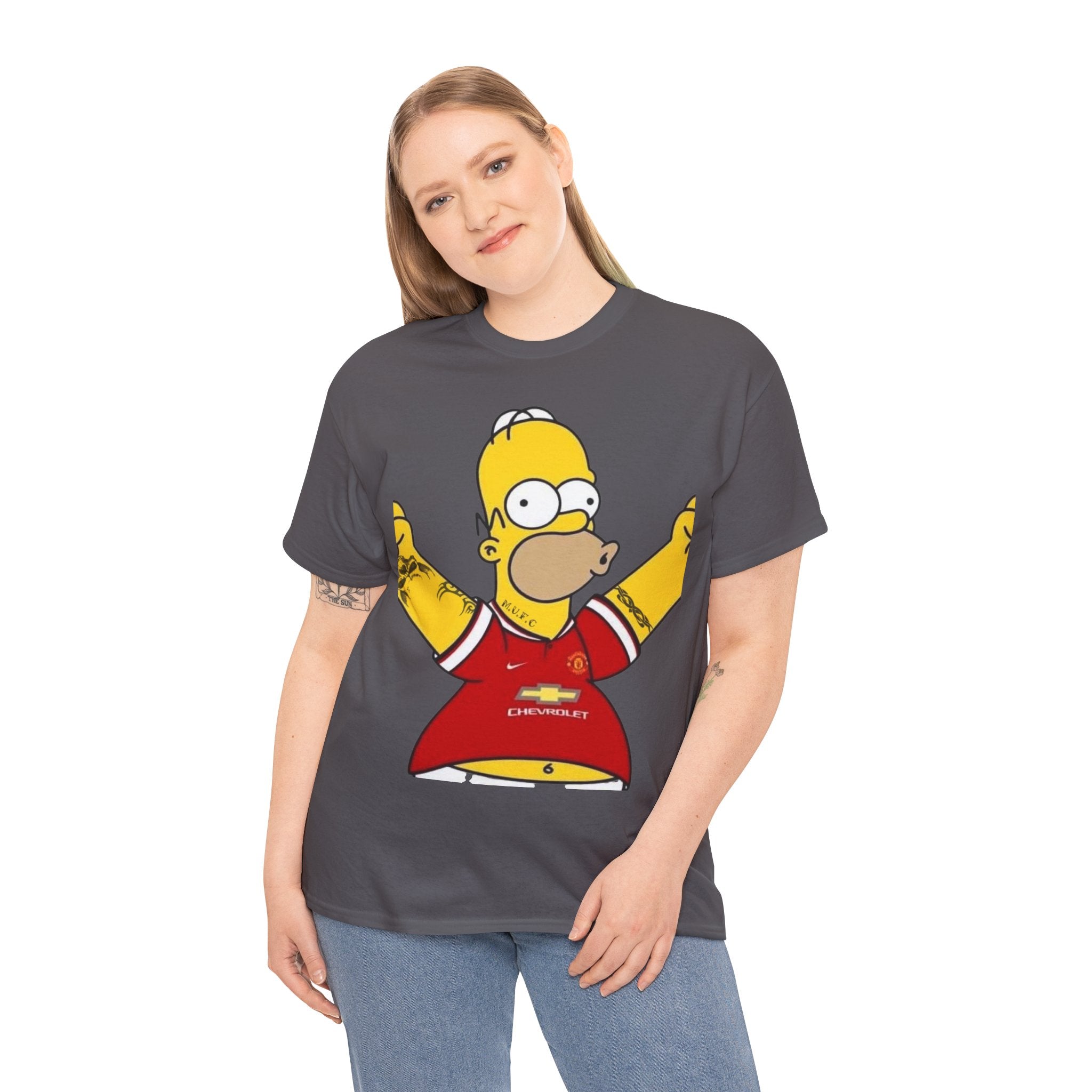 Homer Simpson Manchester Fan T-Shirt — Cartoon Football Supporter Tee