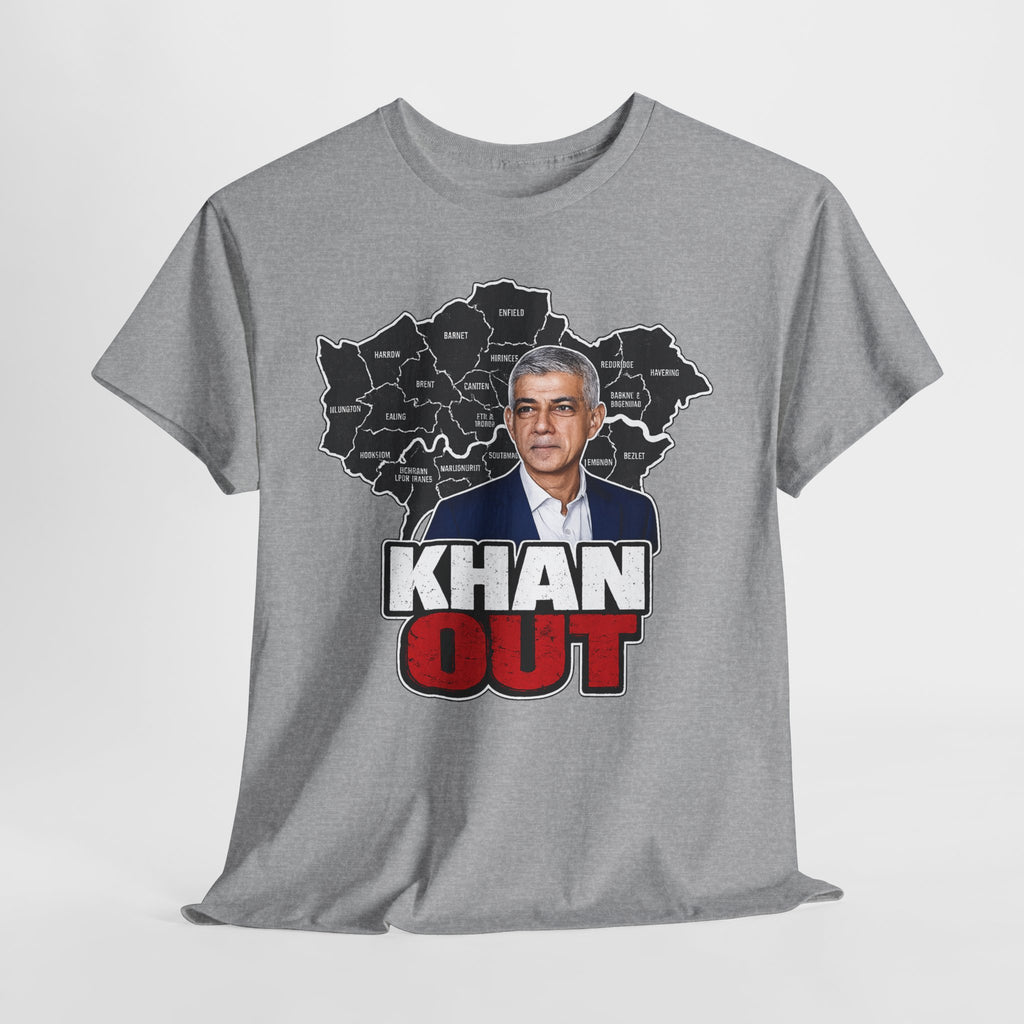 Sadiq Khan Out" Political Protest Tee with Sadiq Khan Graphic T-Shirt