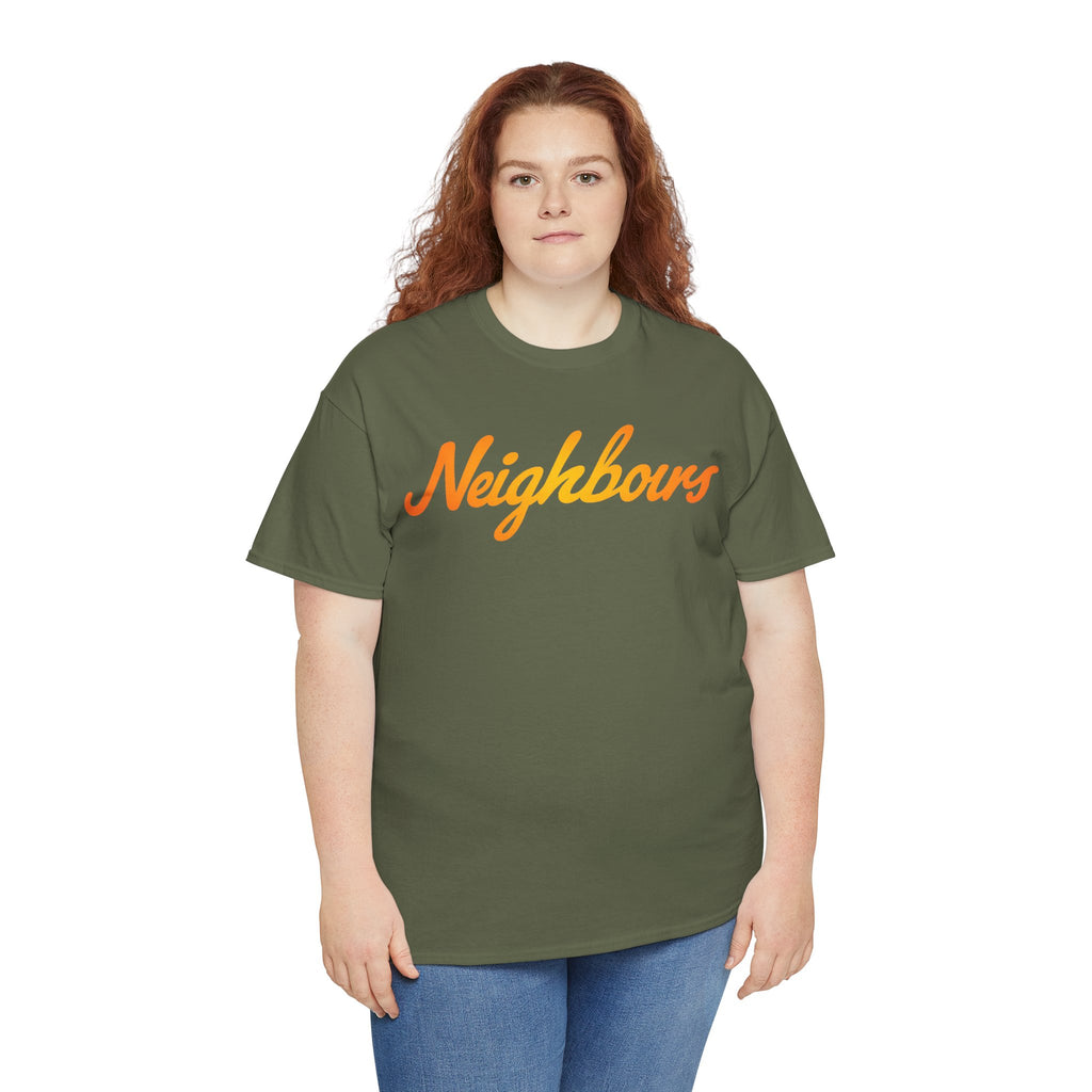 Neighbours Script T‑Shirt — Retro Orange Neighborhood Tee