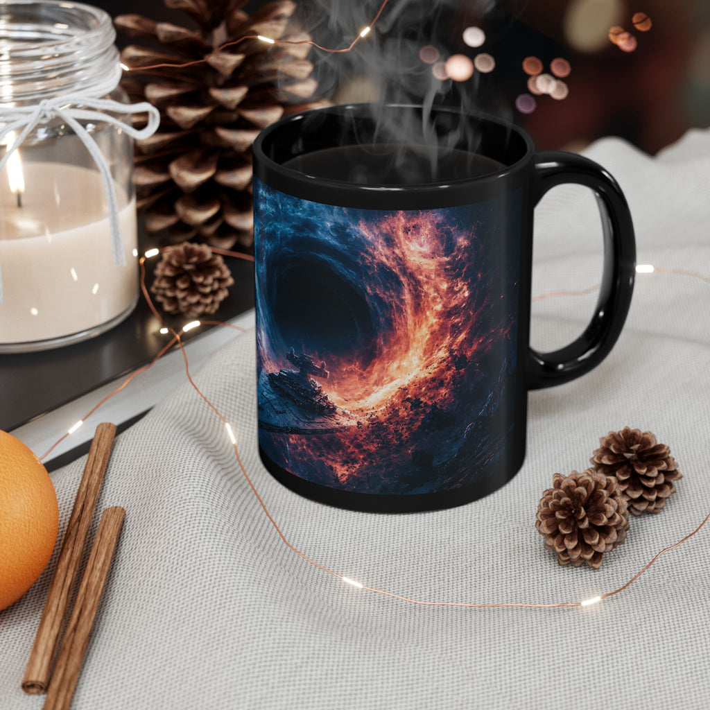 Empire Star Destroyer Space Vortex Black Mug — Cosmic Black Hole Coffee Cup (11oz/15oz)