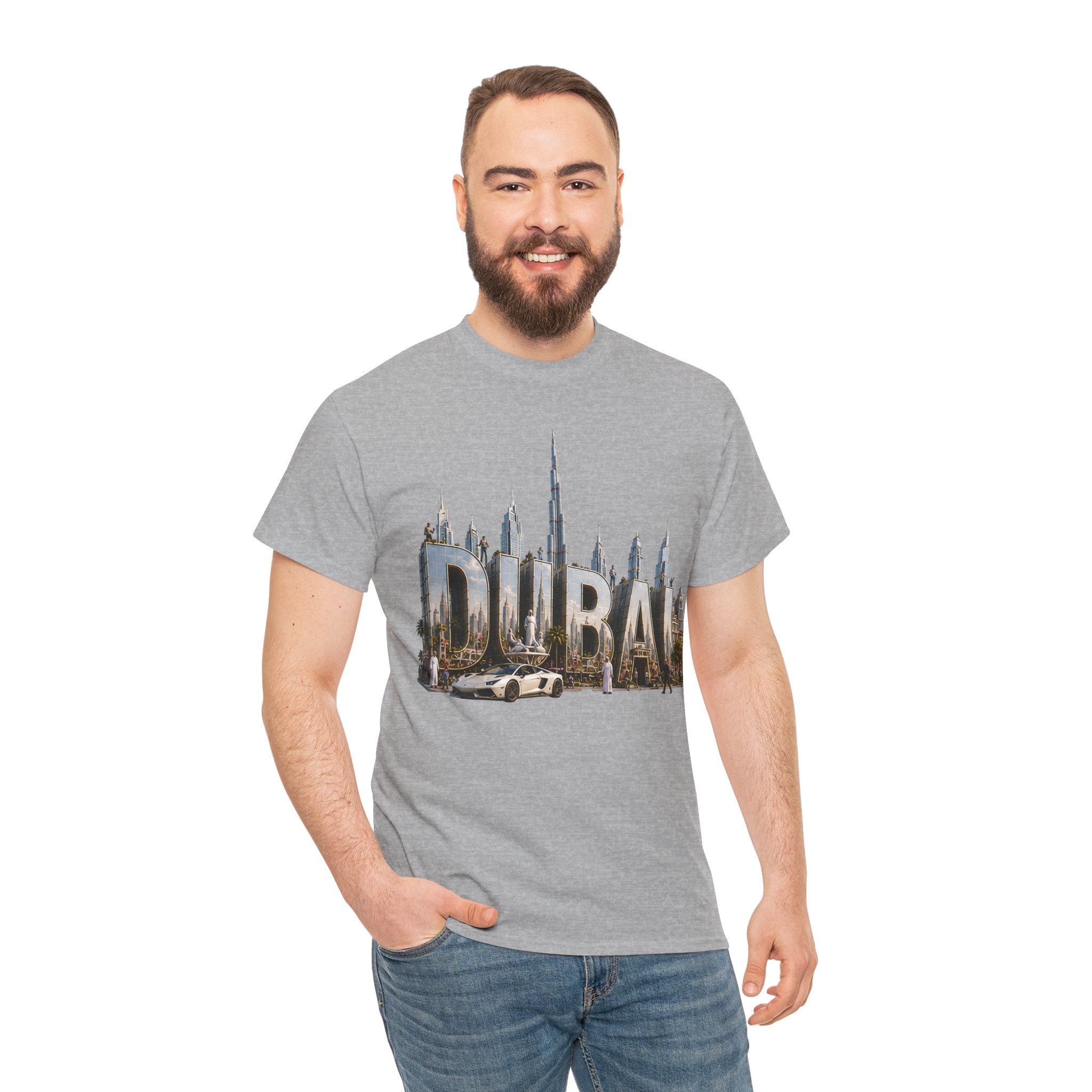 Dubai Skyline T-Shirt — Dubai Cityscape Graphic Tee with Burj Khalifa