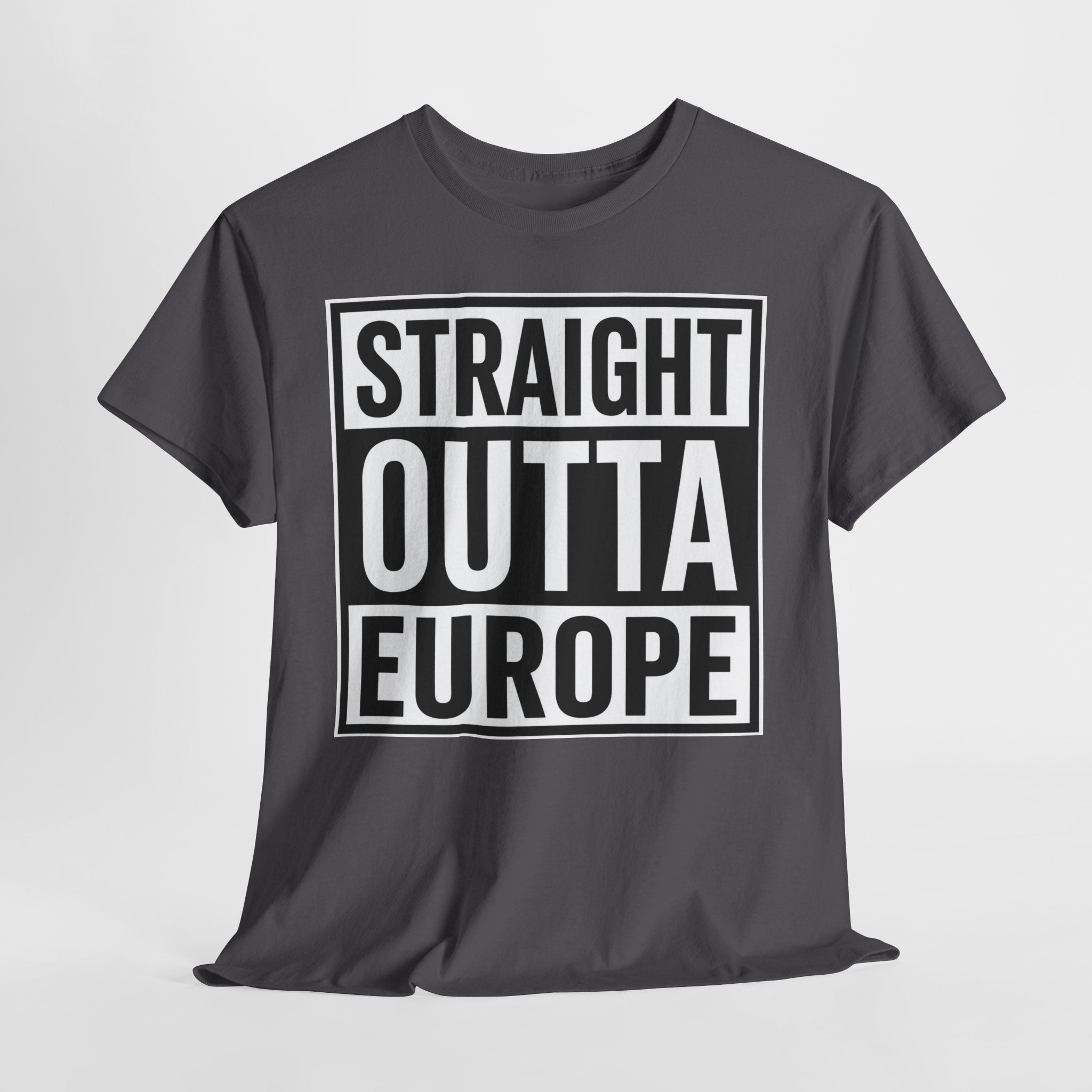 Straight Outta Europe T-Shirt — Bold Black Box Graphic Tee