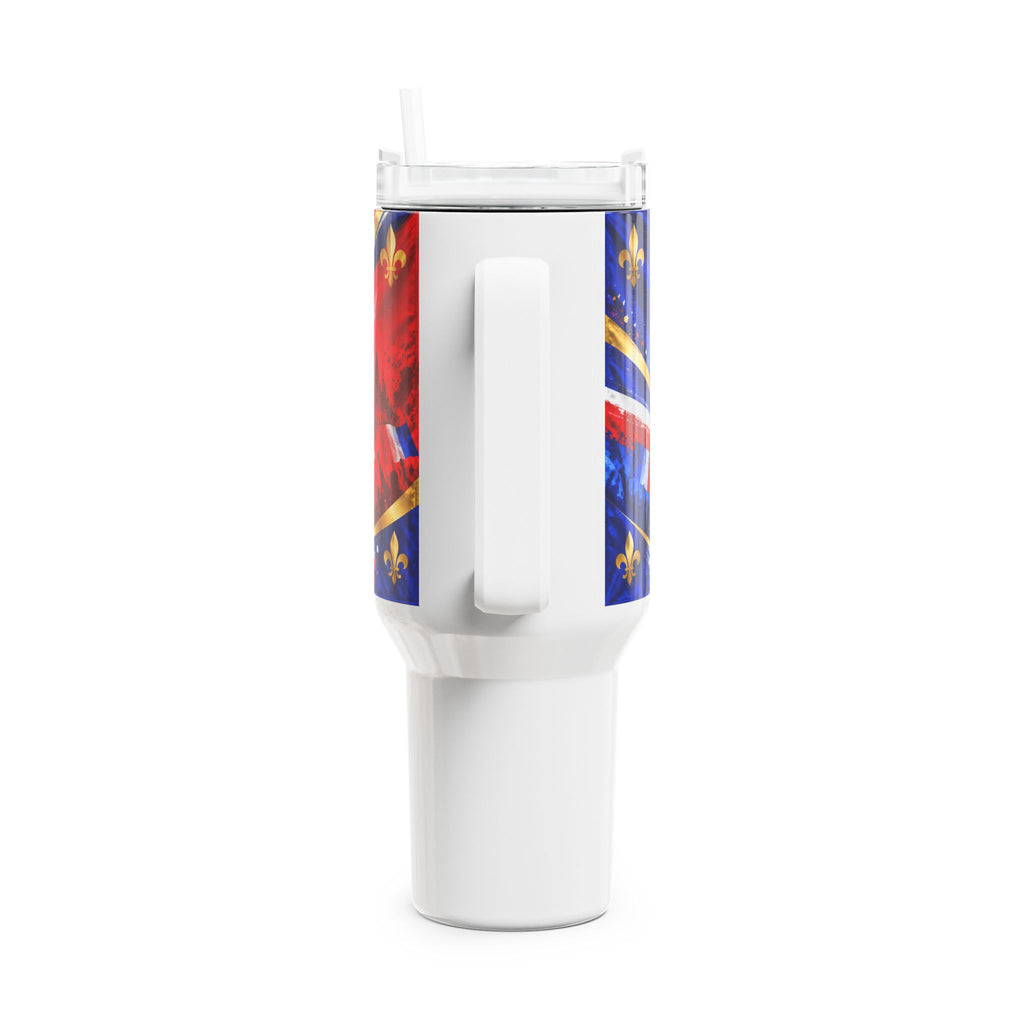 France Rooster 40oz Tumbler – French Flag Travel Cup with Eiffel Tower & Fleur-de-Lis Design