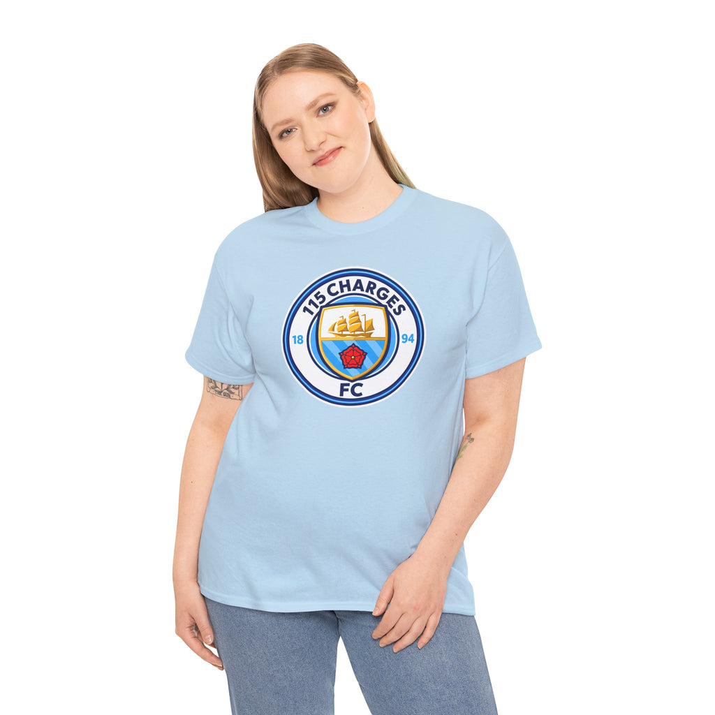 115 Charges FC Crest Cotton Tee — Vintage Blue Club Logo T-Shirt