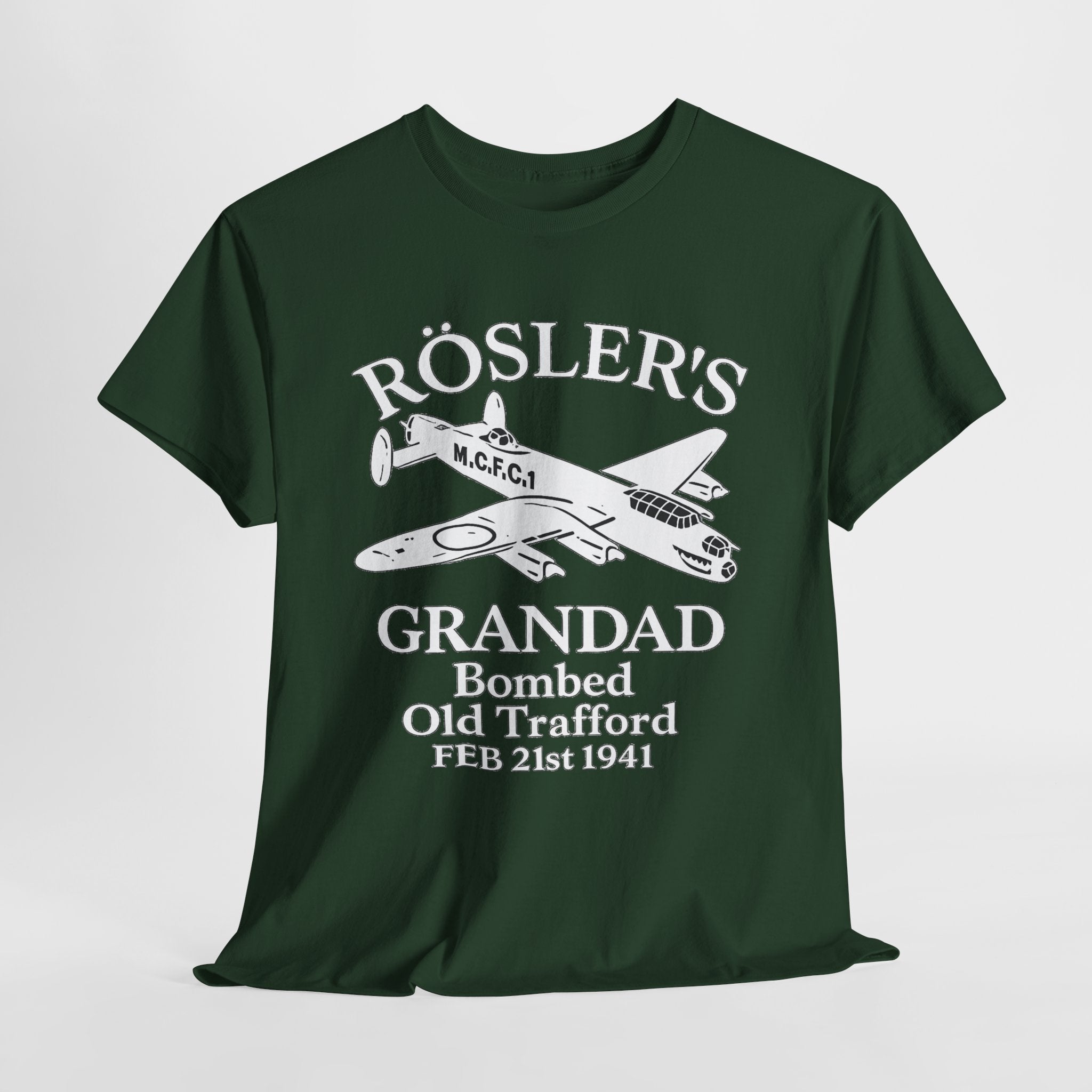 Rösler's Grandad Bombed Old Trafford Tee — WWII Tribute Military Plane Shirt (Feb 21, 1941)