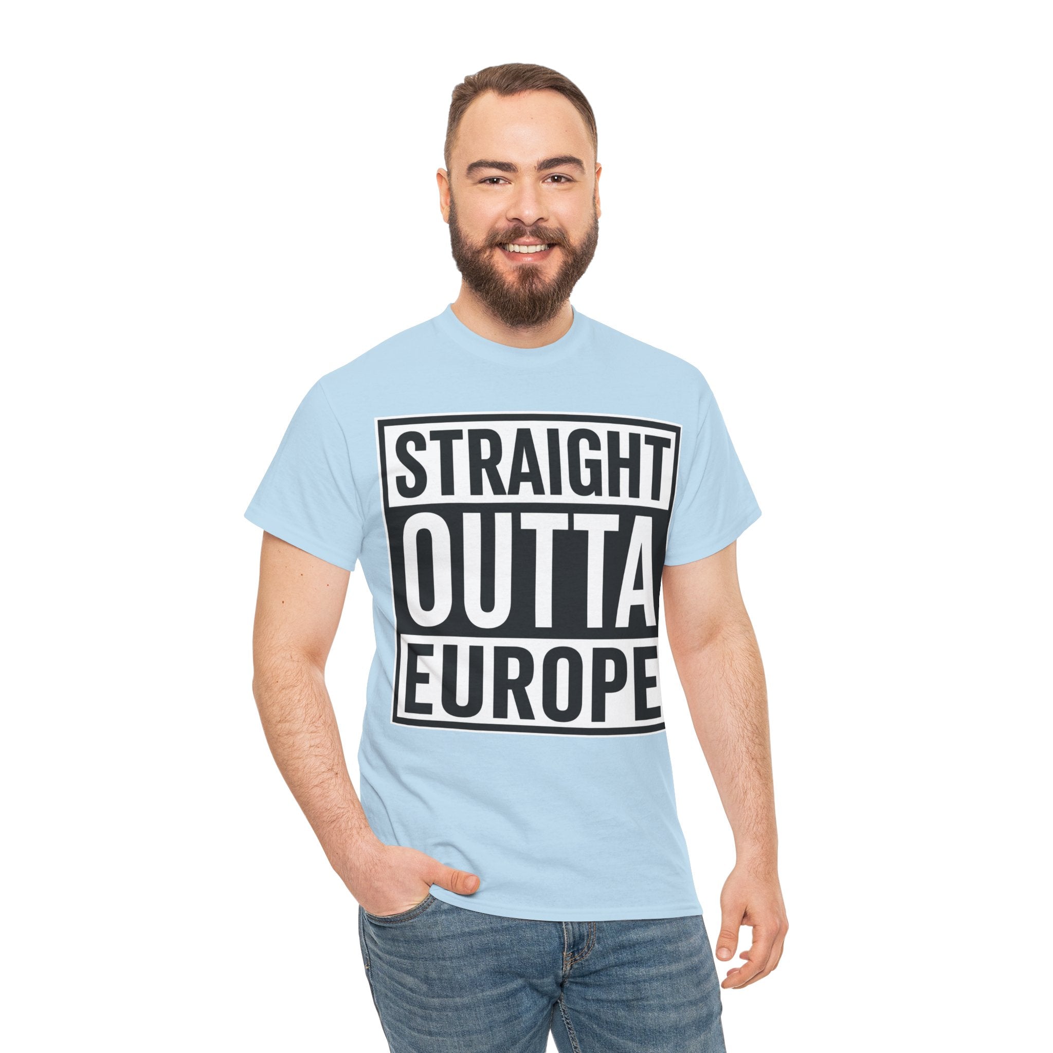 Straight Outta Europe T-Shirt — Bold Black Box Graphic Tee