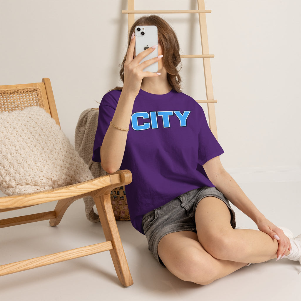 CITY Graphic Tee — Retro Man City Inspired Blue Block Letter T-Shirt