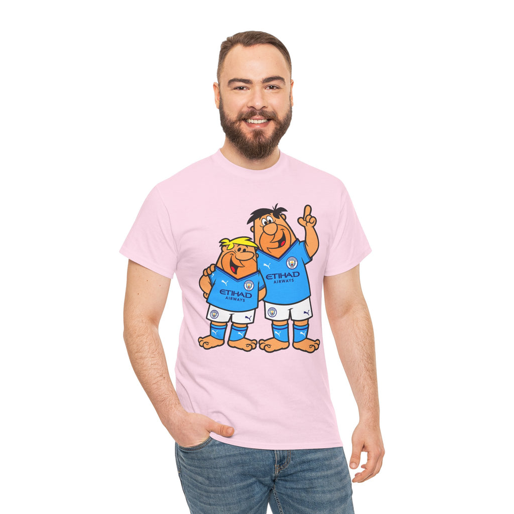Manchester City The Flintstones Etihad Airways Cartoon Cotton T-Shirt
