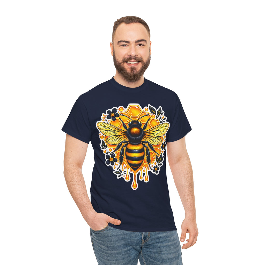Manchester Bee Honeycomb T‑Shirt — Floral Dripping Honey Graphic Tee