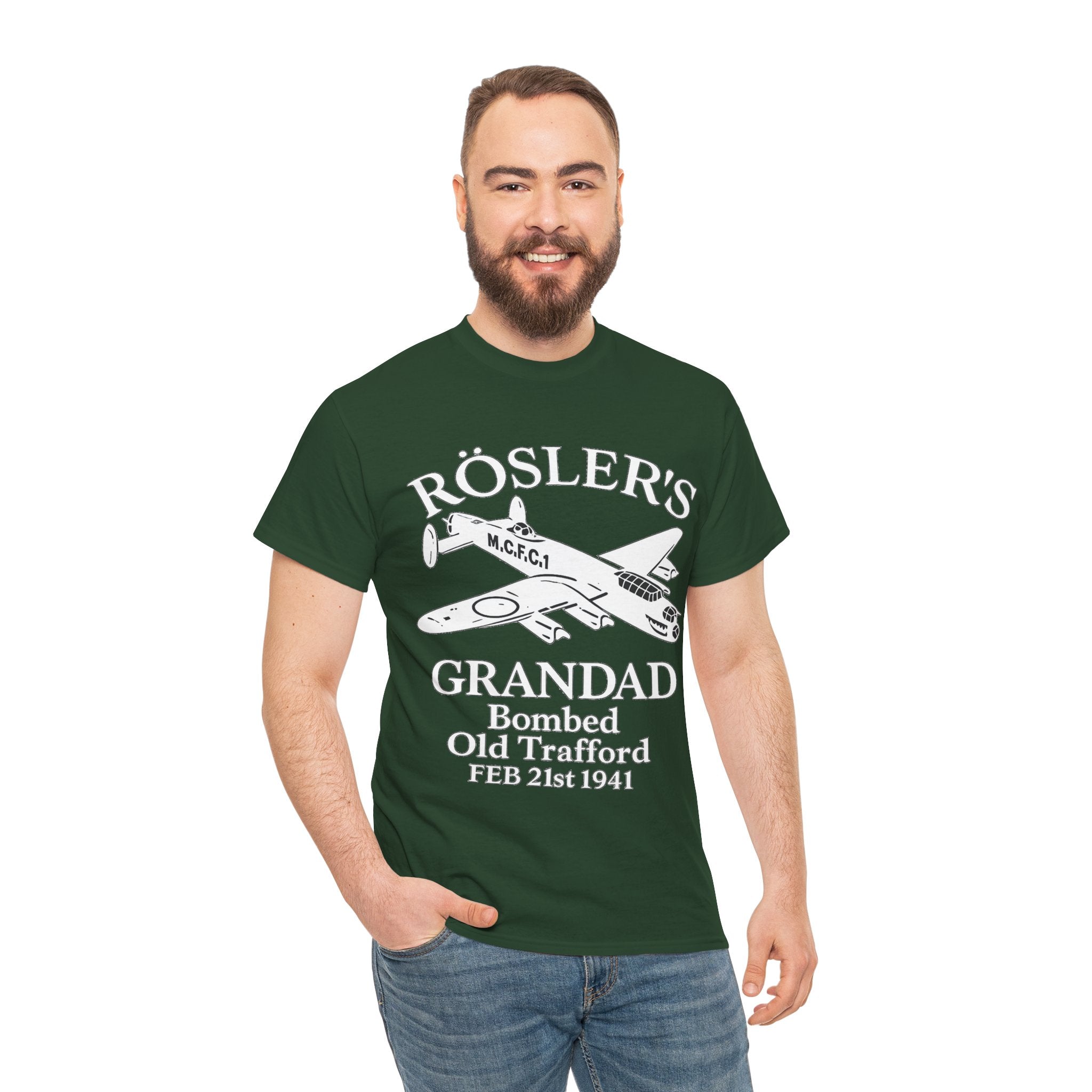 Rösler's Grandad Bombed Old Trafford Tee — WWII Tribute Military Plane Shirt (Feb 21, 1941)