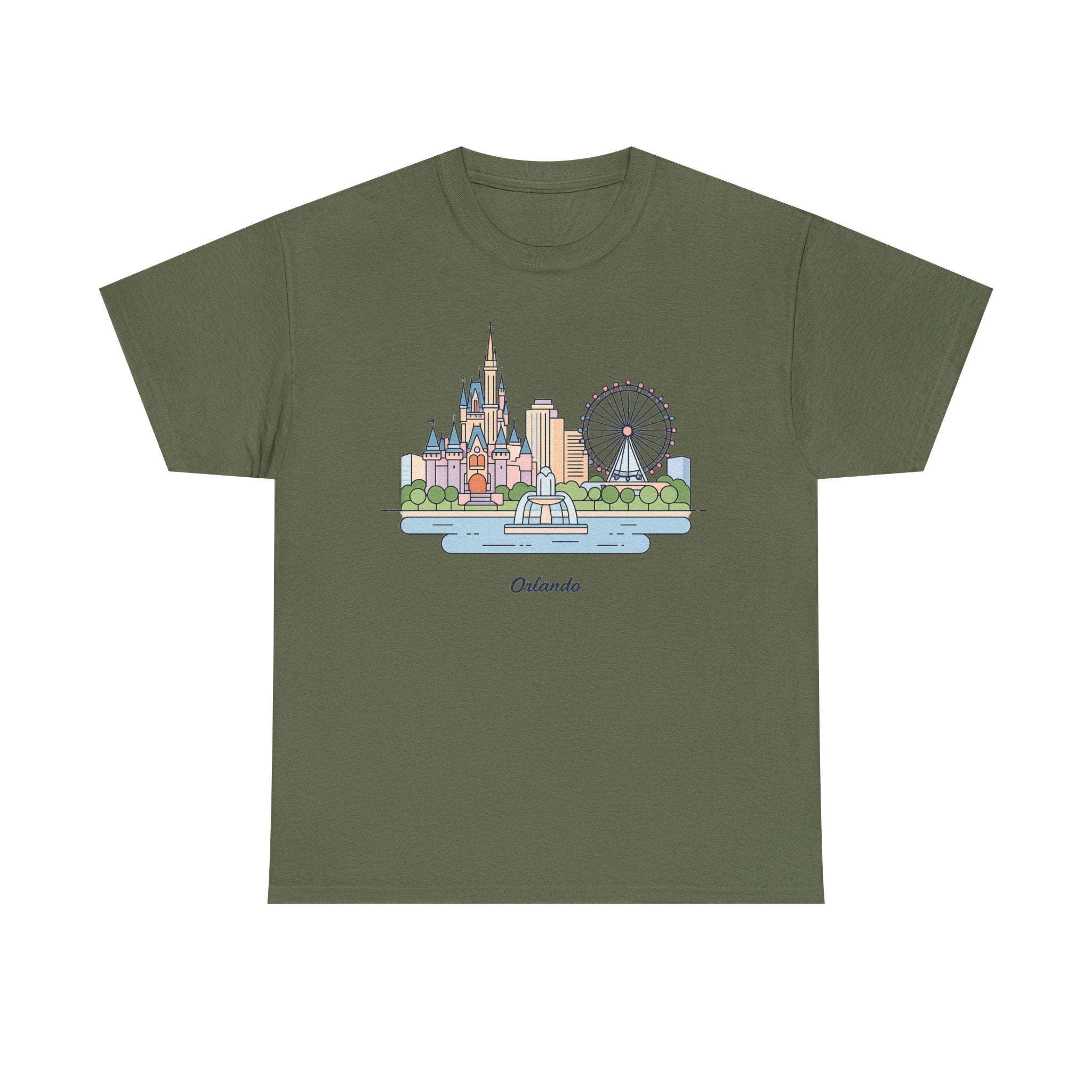 Orlando Skyline T-Shirt — Cute Cityscape Graphic Tee with 'Orlando' Text