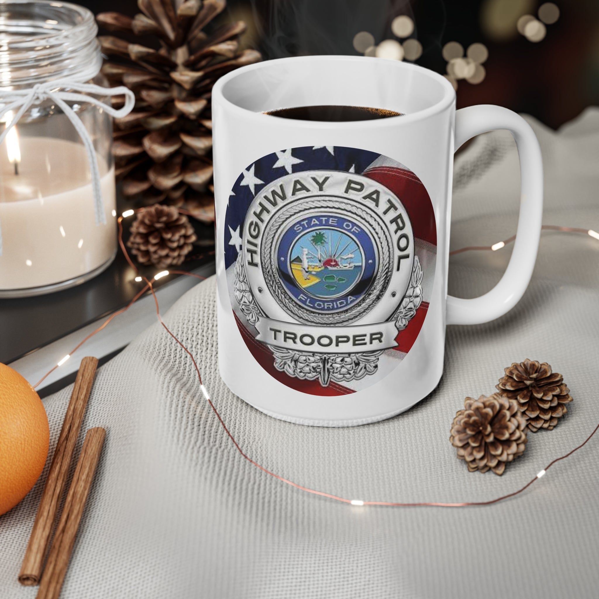 Highway Patrol Trooper Badge Coffee Mug – Florida Flag Ceramic 11oz/15oz