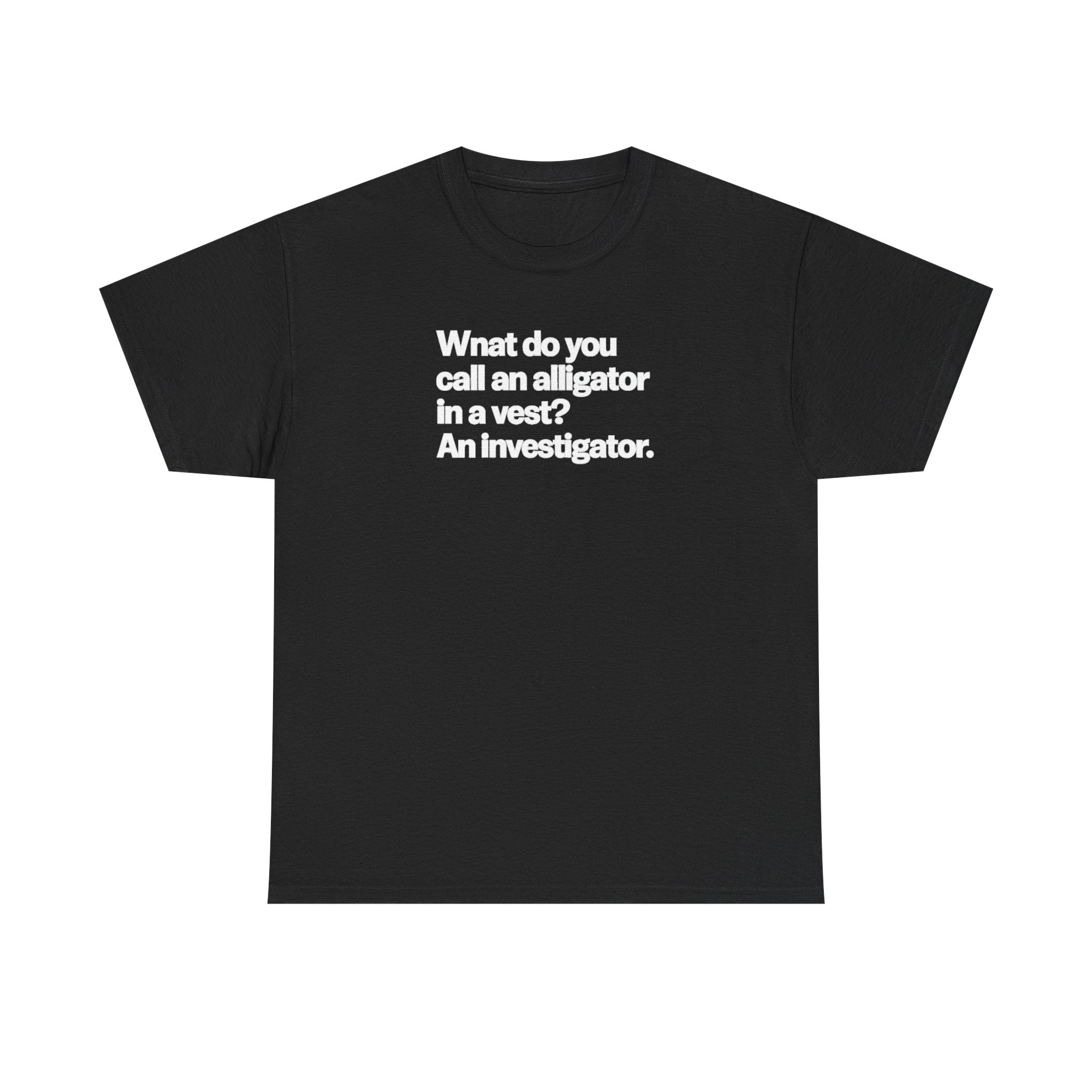 What do you call an Alligator White Minimalist Funny Tee — Subtle Embossed Text Casual T-Shirt