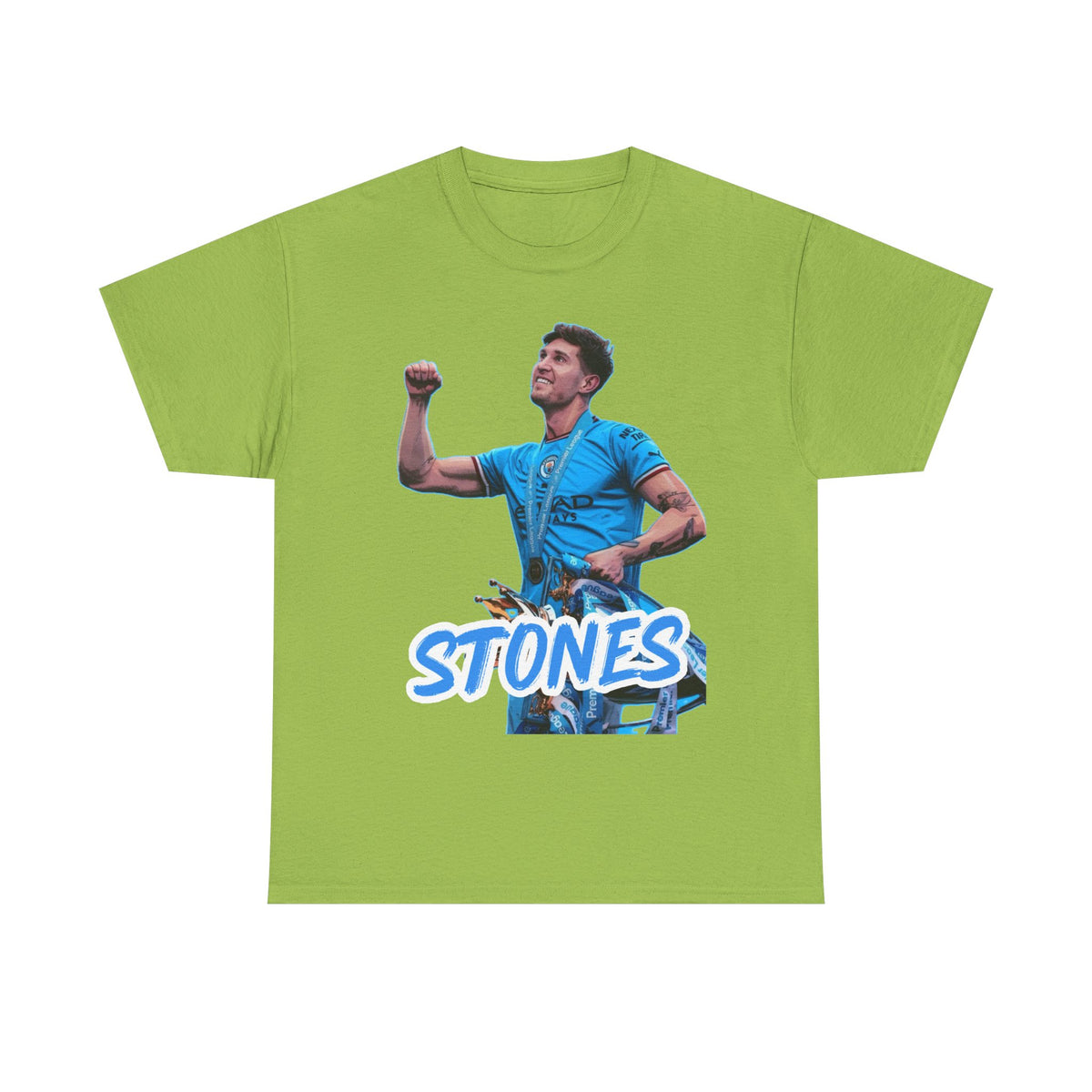 John Stones Manchester City Soccer Fan Tee — Blue Player Graphic T-Shirt
