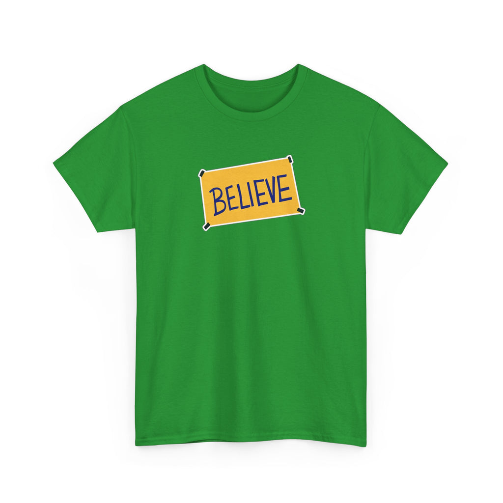Ted Lasso Inspired Believe Graphic Tee — Inspirational Yellow Patch T-Shirt