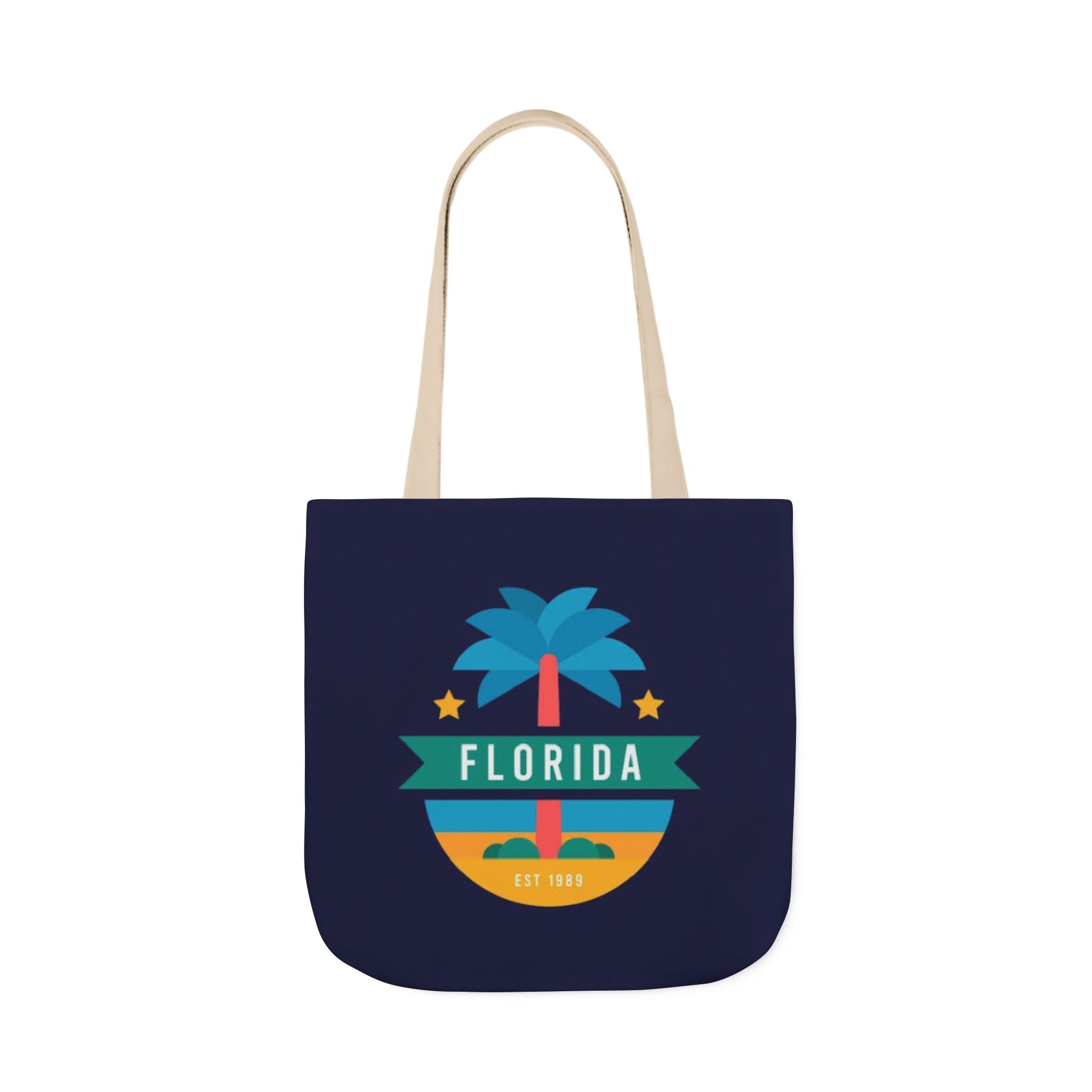 Florida Palm Beach Canvas Tote Bag — Retro Sunshine Travel Tote