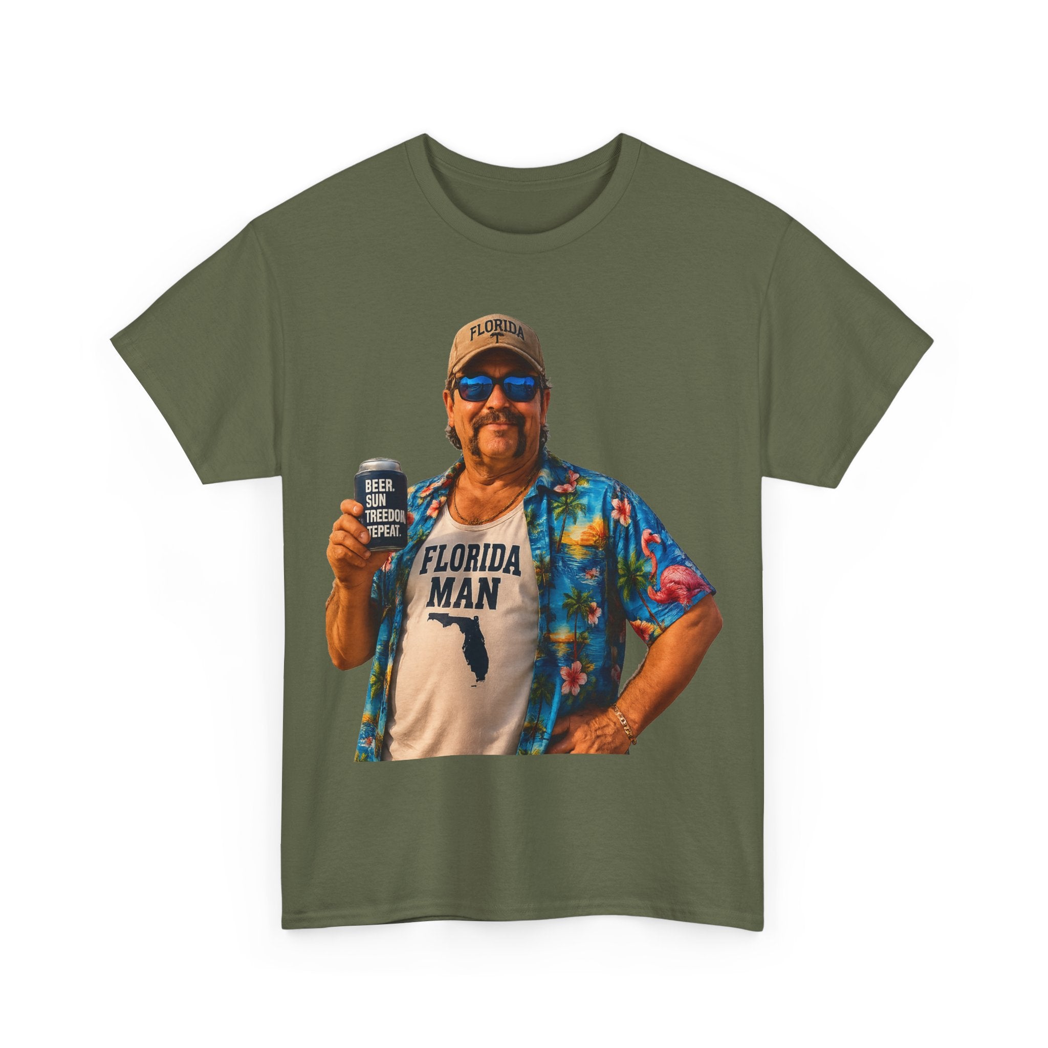 Florida Man Graphic Tee — Funny Vacation Shirt with Hawaiian Shirt Design