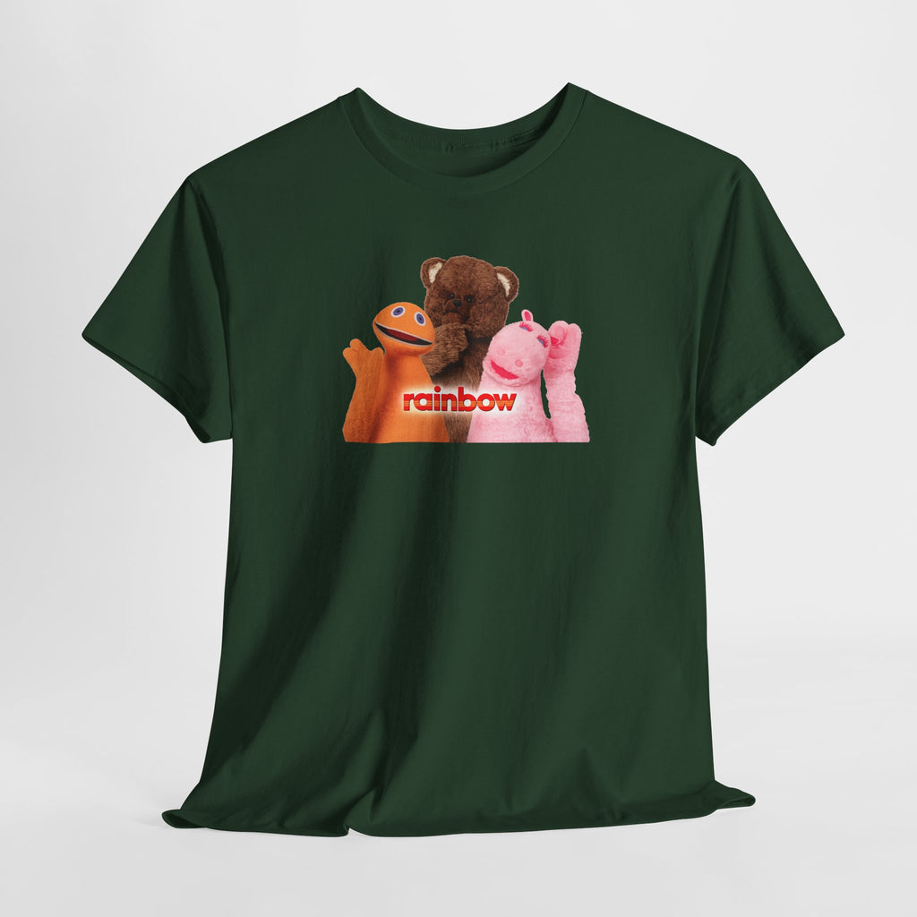 Rainbow Kids TV Zippy, George and Bungle Puppets T-Shirt — Cute Teddy & Hand Puppets Graphic Tee