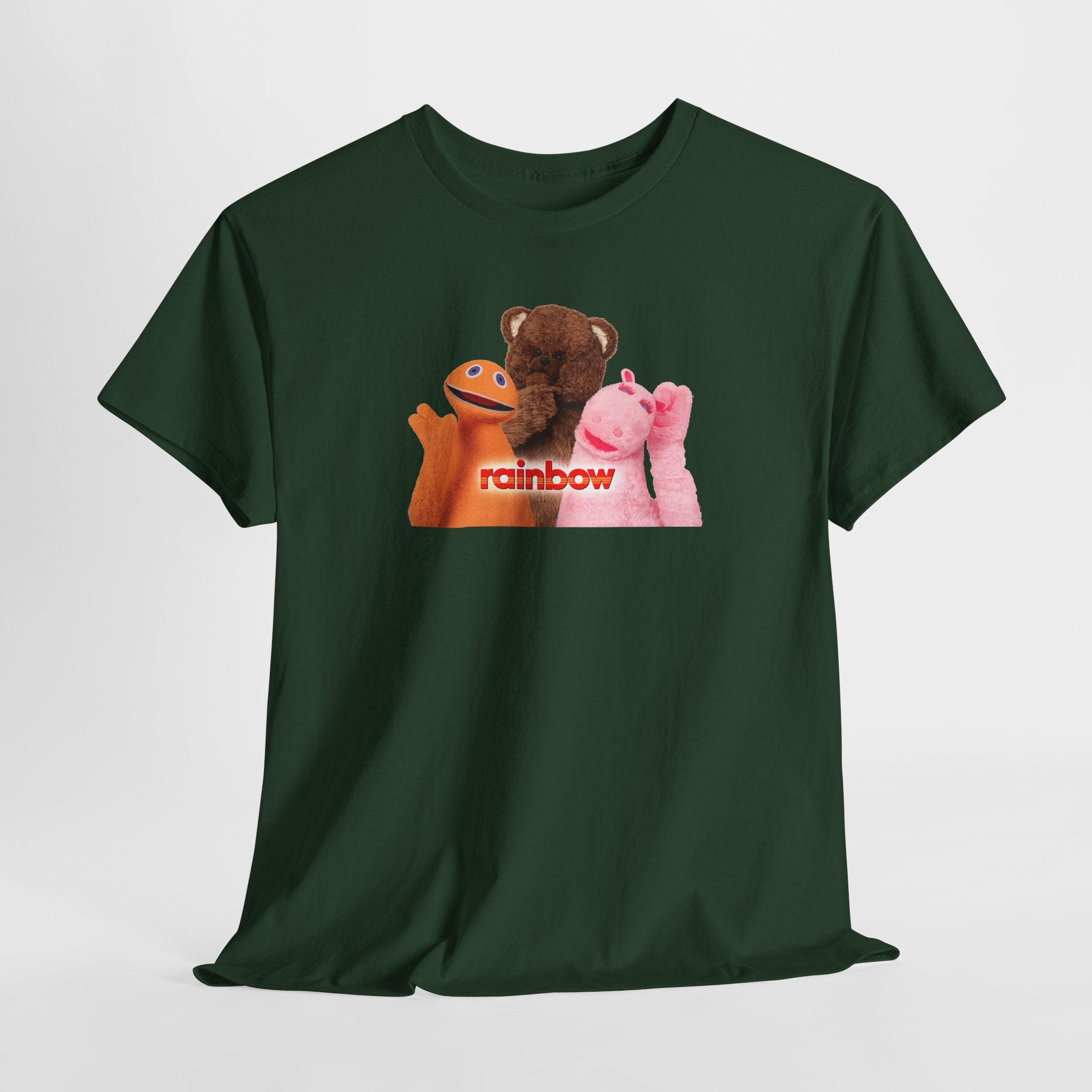Rainbow Kids TV Zippy, George and Bungle Puppets T-Shirt — Cute Teddy & Hand Puppets Graphic Tee