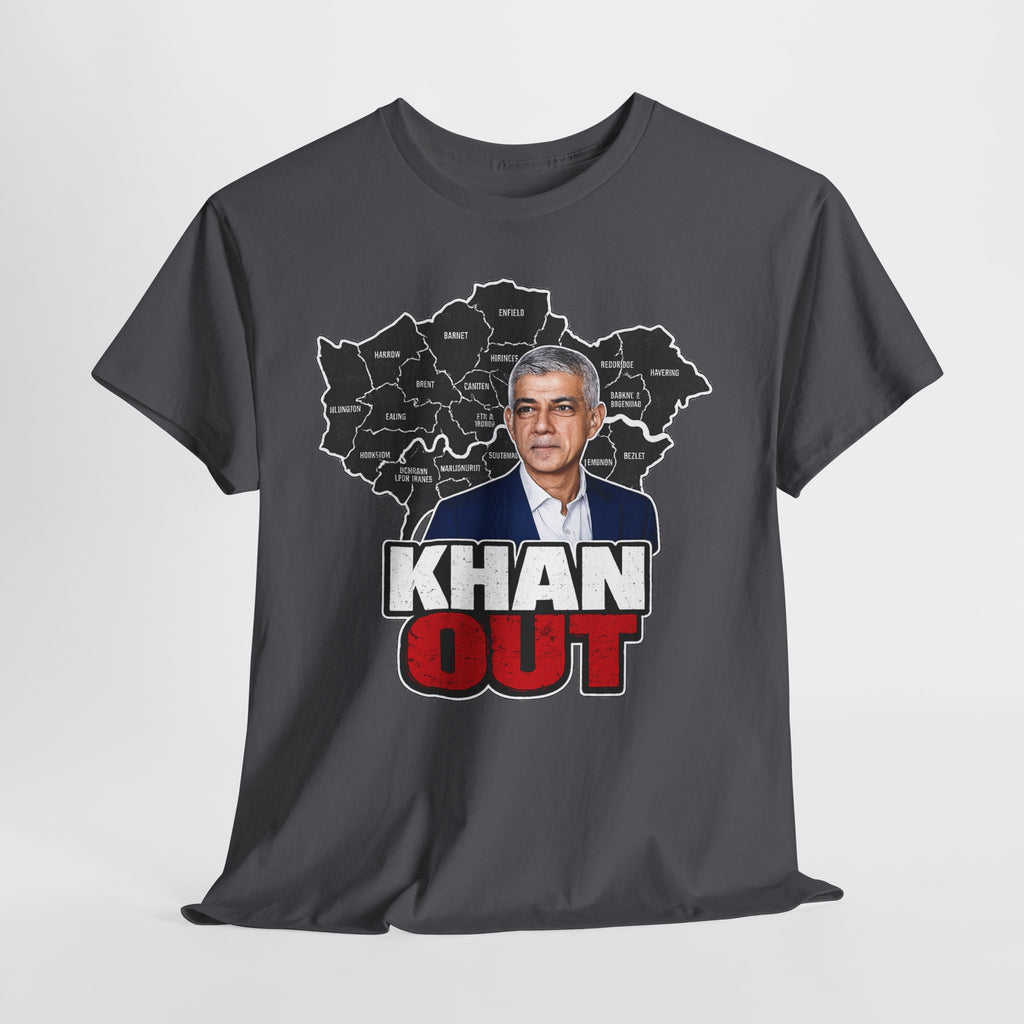 Sadiq Khan Out" Political Protest Tee with Sadiq Khan Graphic T-Shirt