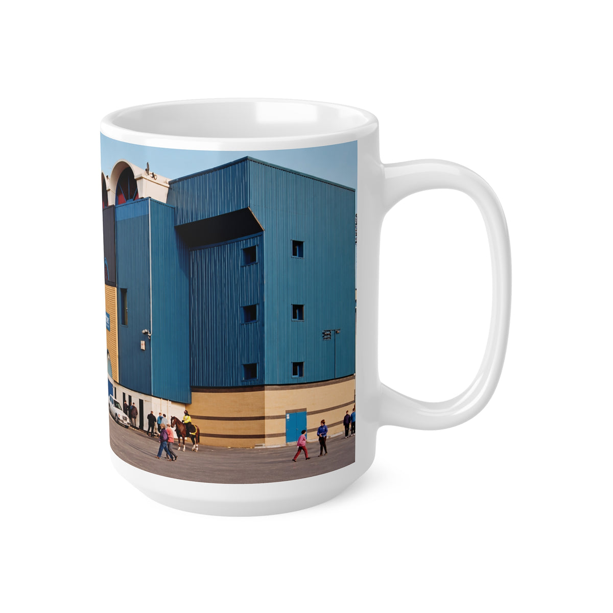 Manchester City Maine Road Main Stand Ceramic Coffee Mug — Vintage Blue Arena Photo (11oz & 15oz)