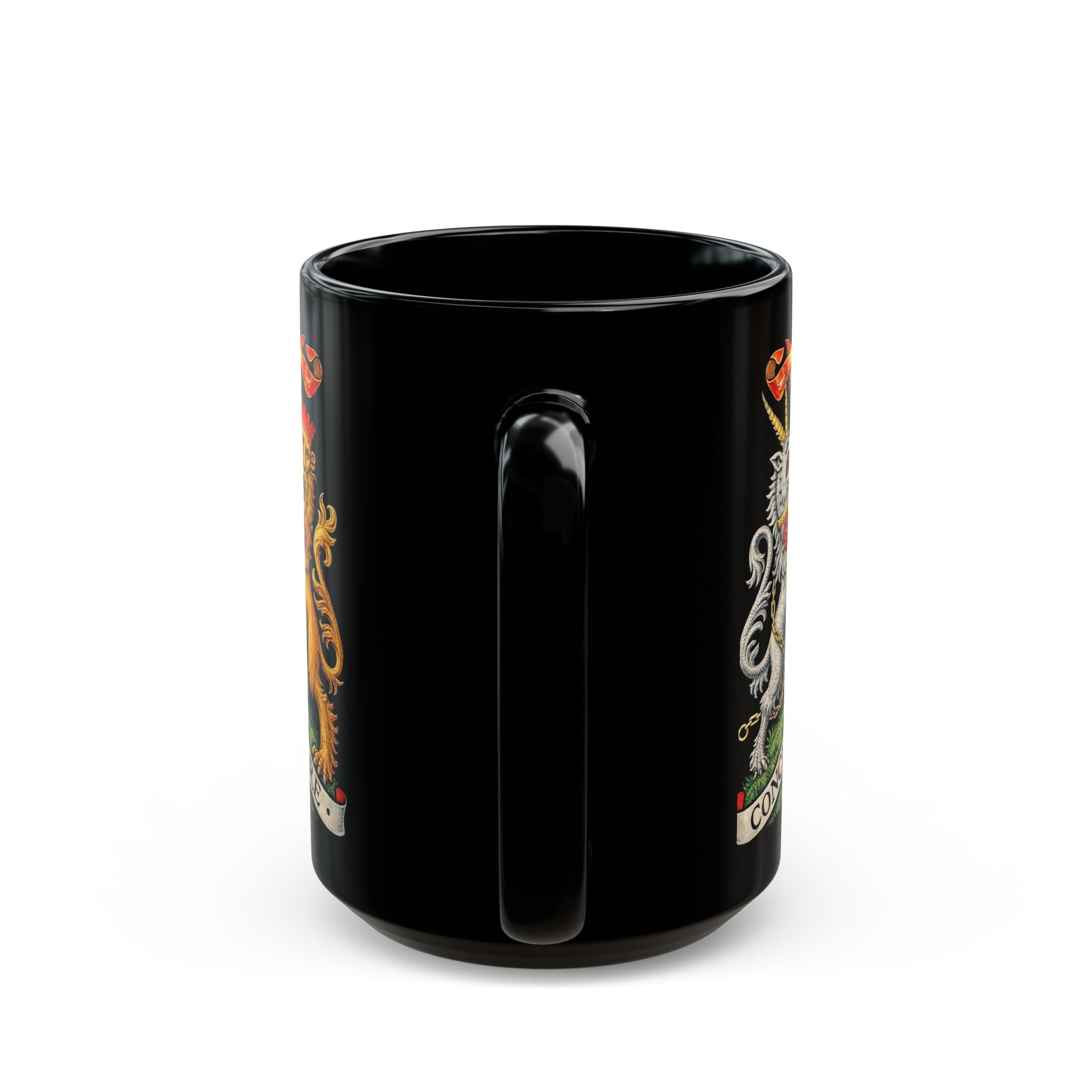 Manchester Coat of Arms Crest Mug — 'Concilio et Labore' Black Coffee Cup