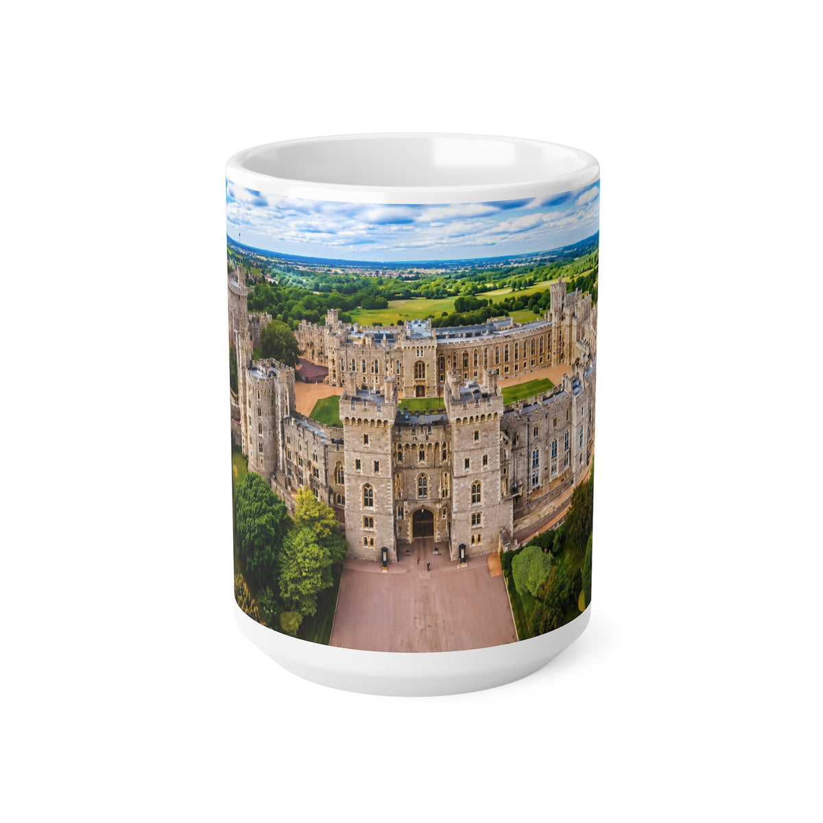 Windsor Castle Aerial Photo Ceramic Coffee Mug — Scenic Warwick Castle 11oz & 15oz