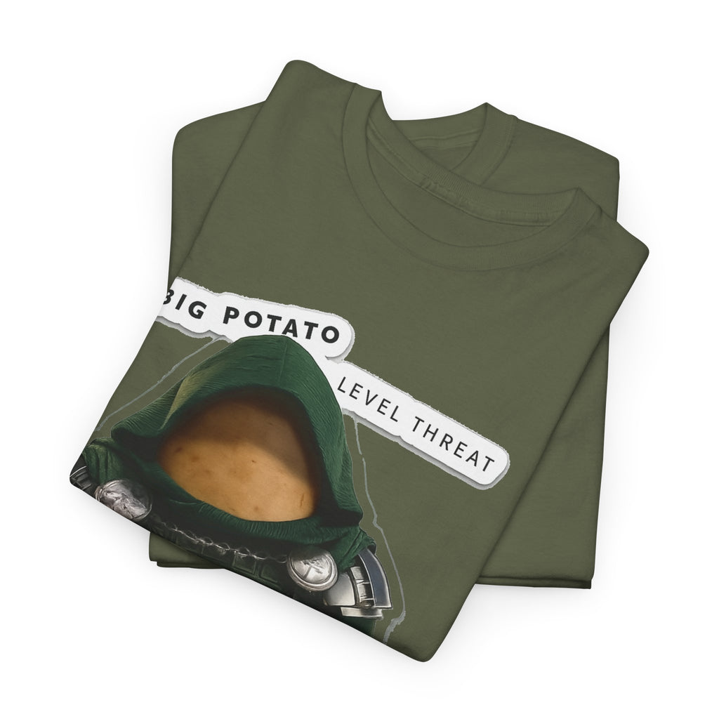 Big Potato "Level Threat" Doom Tee — Funny Potato Soldier Graphic T-Shirt