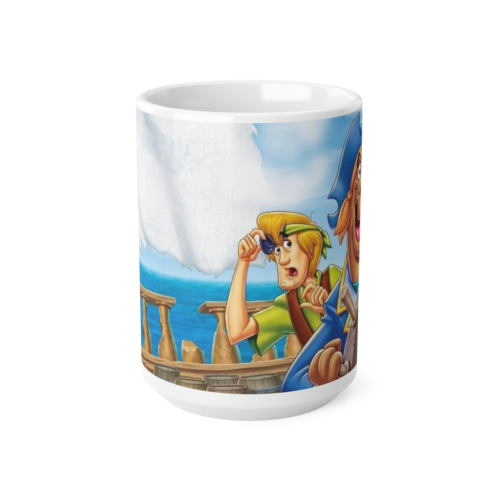 Scooby Doo Adventure Cartoon Pirate Ship Ceramic Coffee Mug — Nautical Sailing Crew Design (11oz, 15oz)