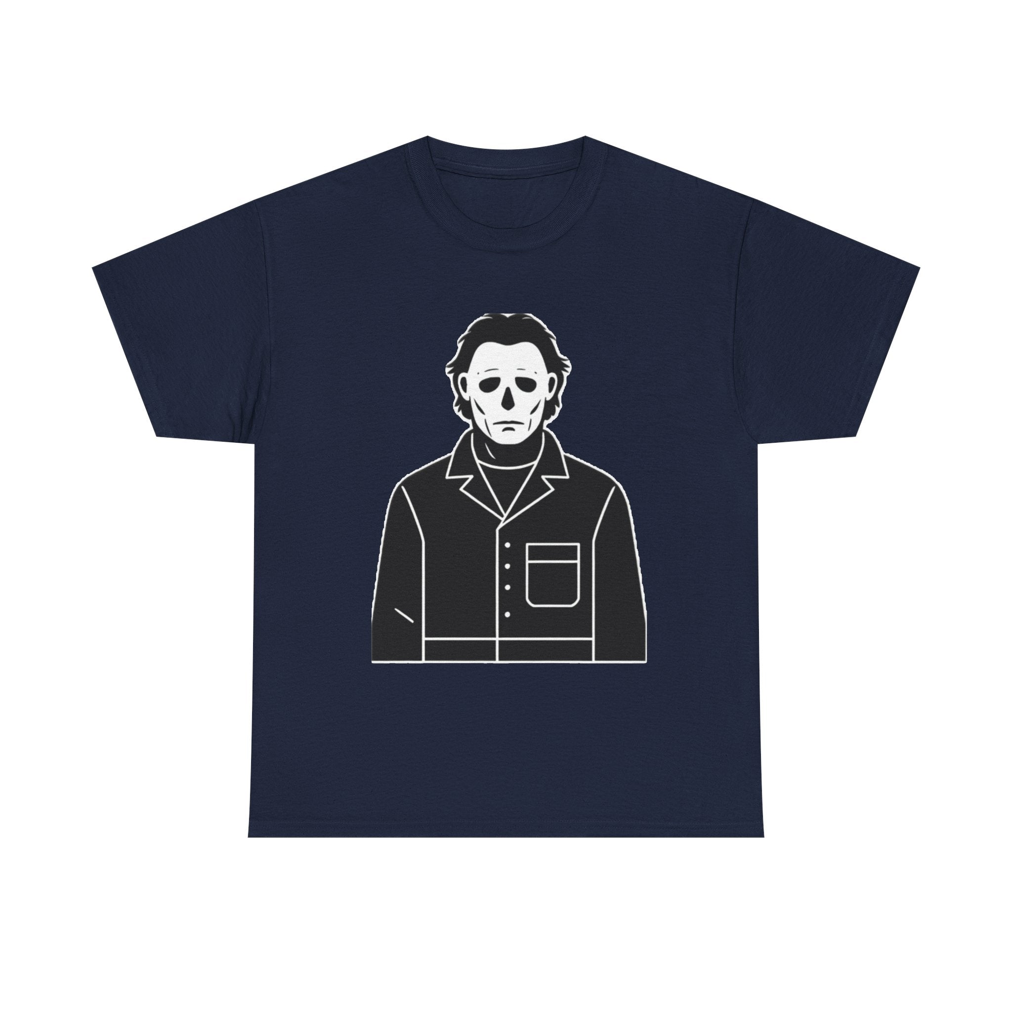 Michael Myers Outline Horror T-Shirt — Minimal Halloween Mask Tee