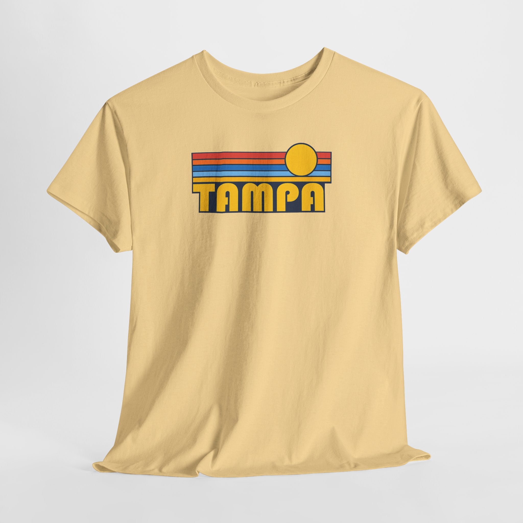 Tampa Retro Sunset T-Shirt — Vintage 70s Striped Beach Tee