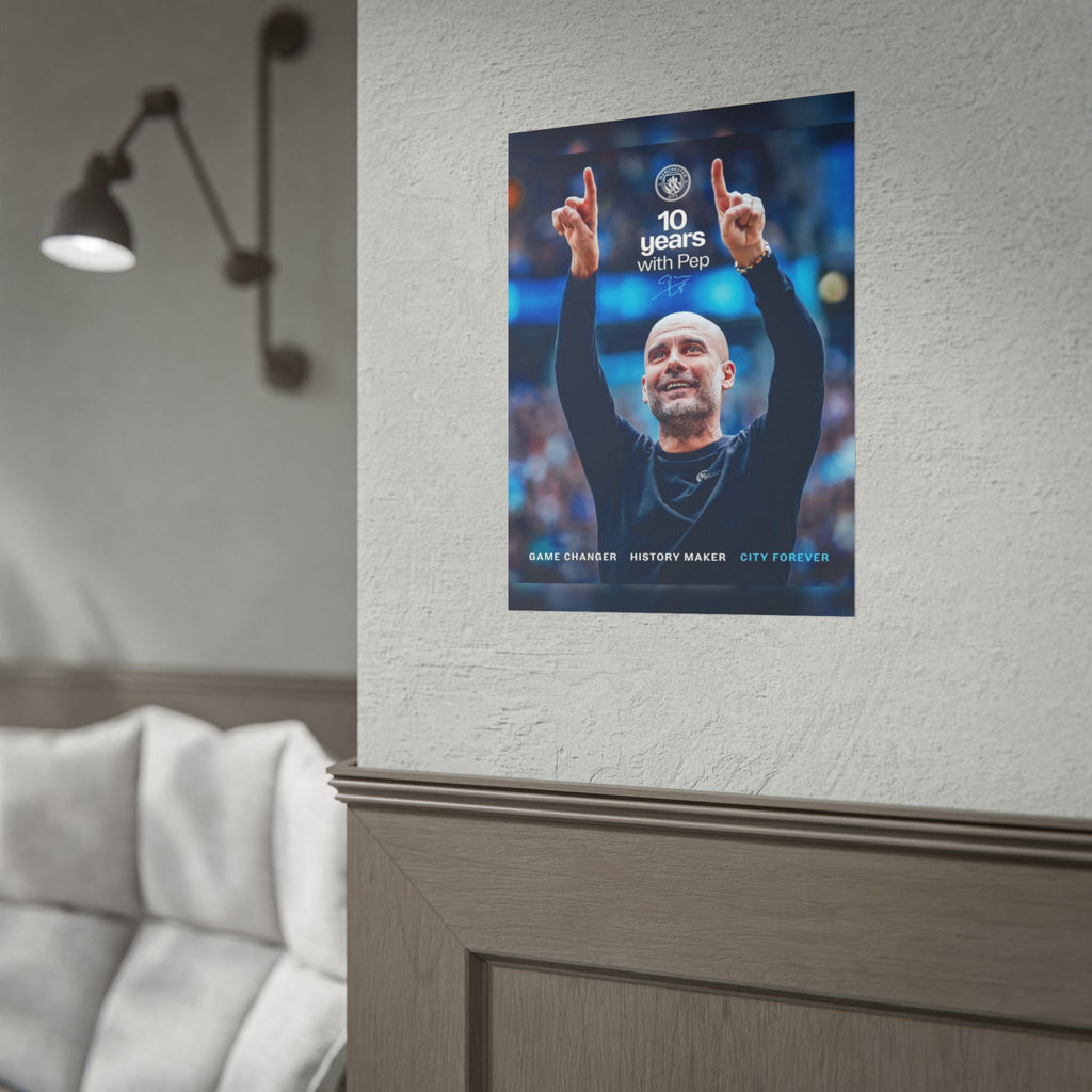 Manchester City Rolled Poster — "10 Years with Pep" Commemorative Sports Tribute
