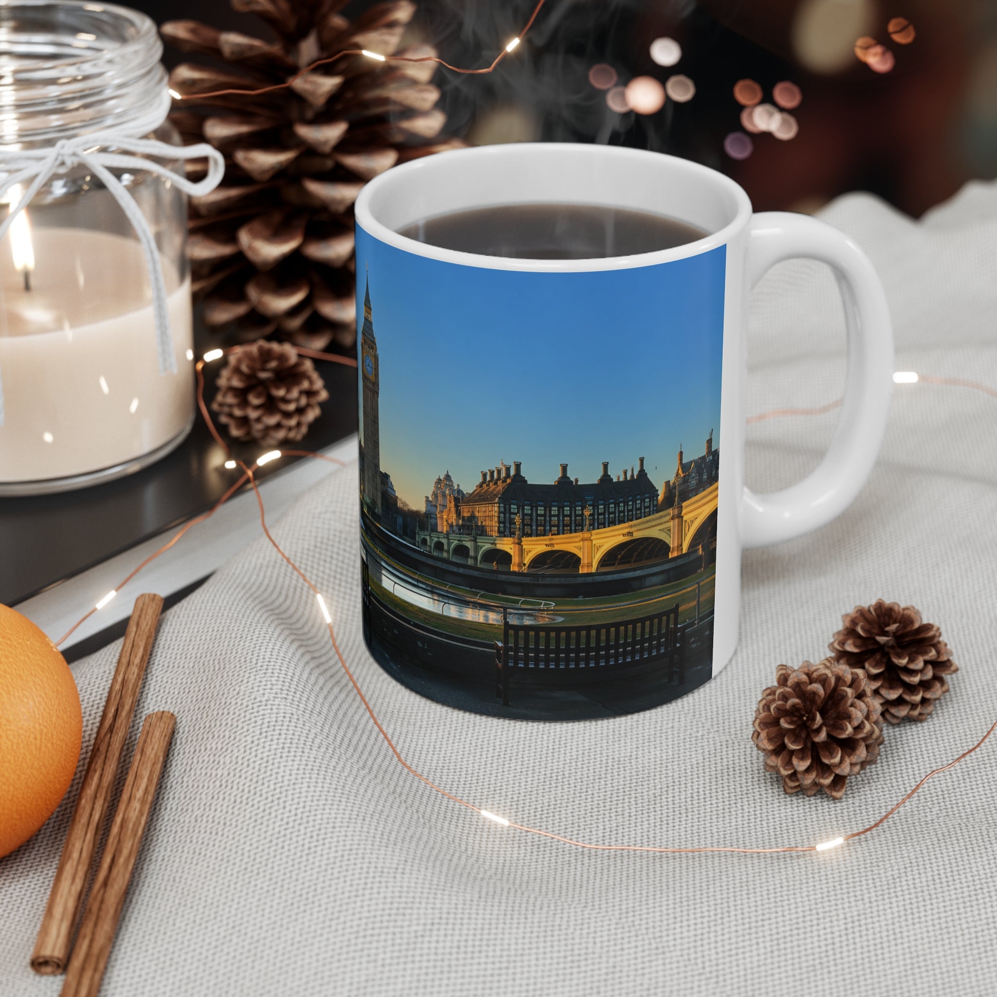 London Sunset Panorama Mug – Big Ben & Thames Ceramic Coffee Cup (11oz, 15oz)