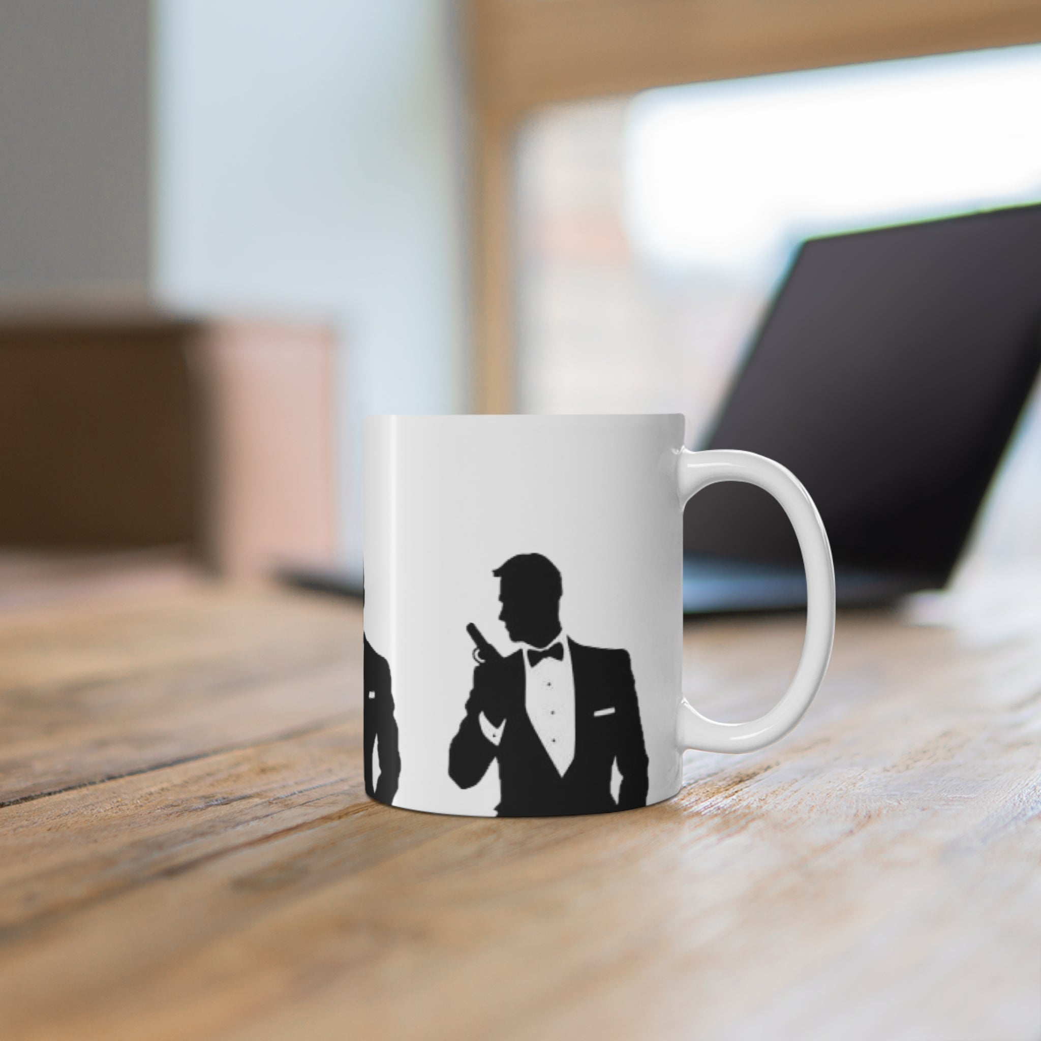 Spy Silhouette Ceramic Coffee Mug – James Bond Martini & Gun Design (11oz, 15oz)
