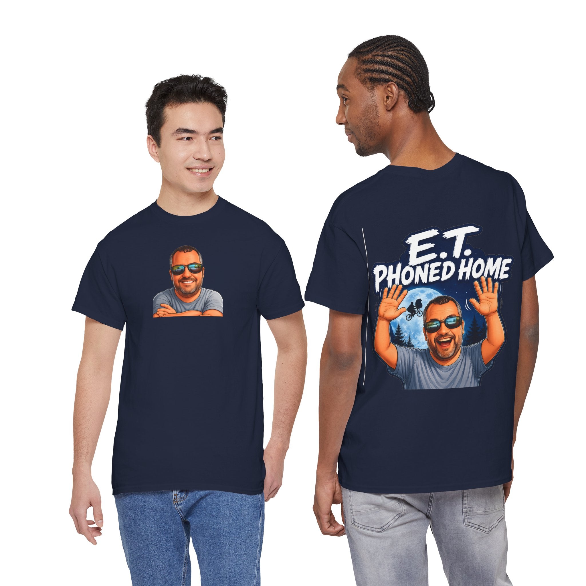 Graphic Tee — "E.T. Phoned Home" Smiling Guy Retro Design