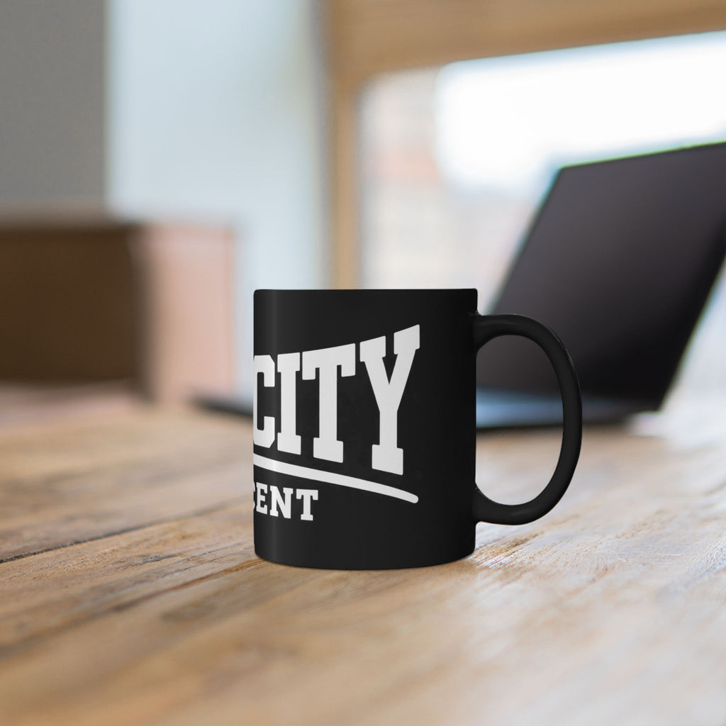Black Mug — Man City 'Innocent' Bold Typography Coffee Cup