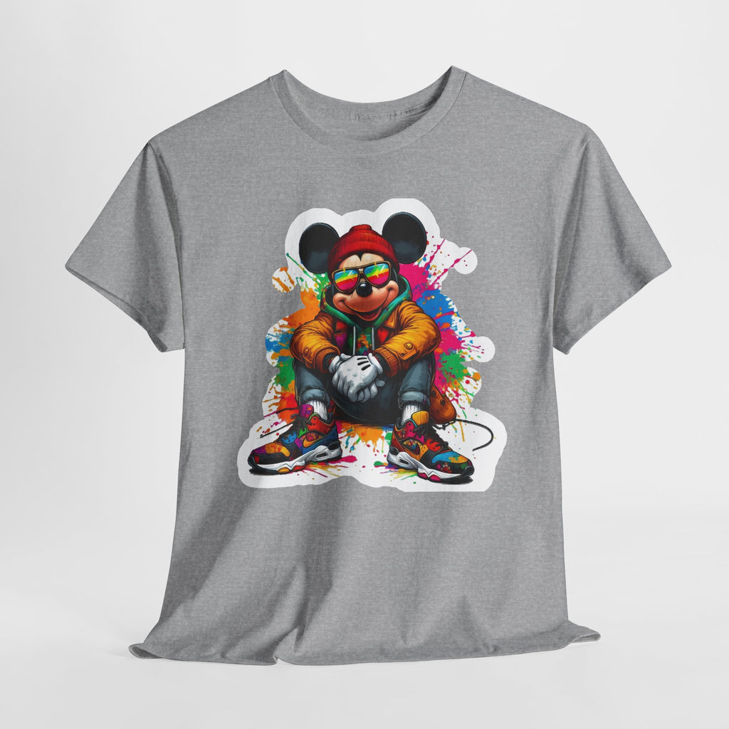 Streetwear Mouse Graphic Tee — Colorful Urban Hip-Hop Cartoon Shirt
