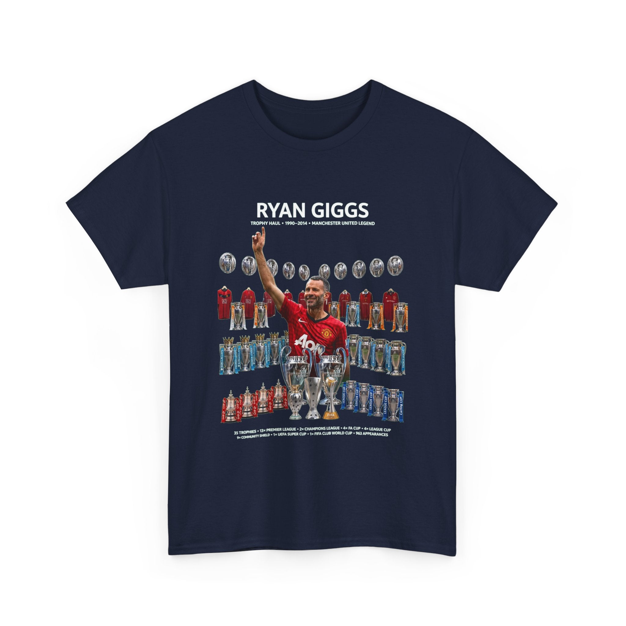 Ryan Giggs Trophy Haul Manchester United Legend Unisex Heavy Cotton Tee