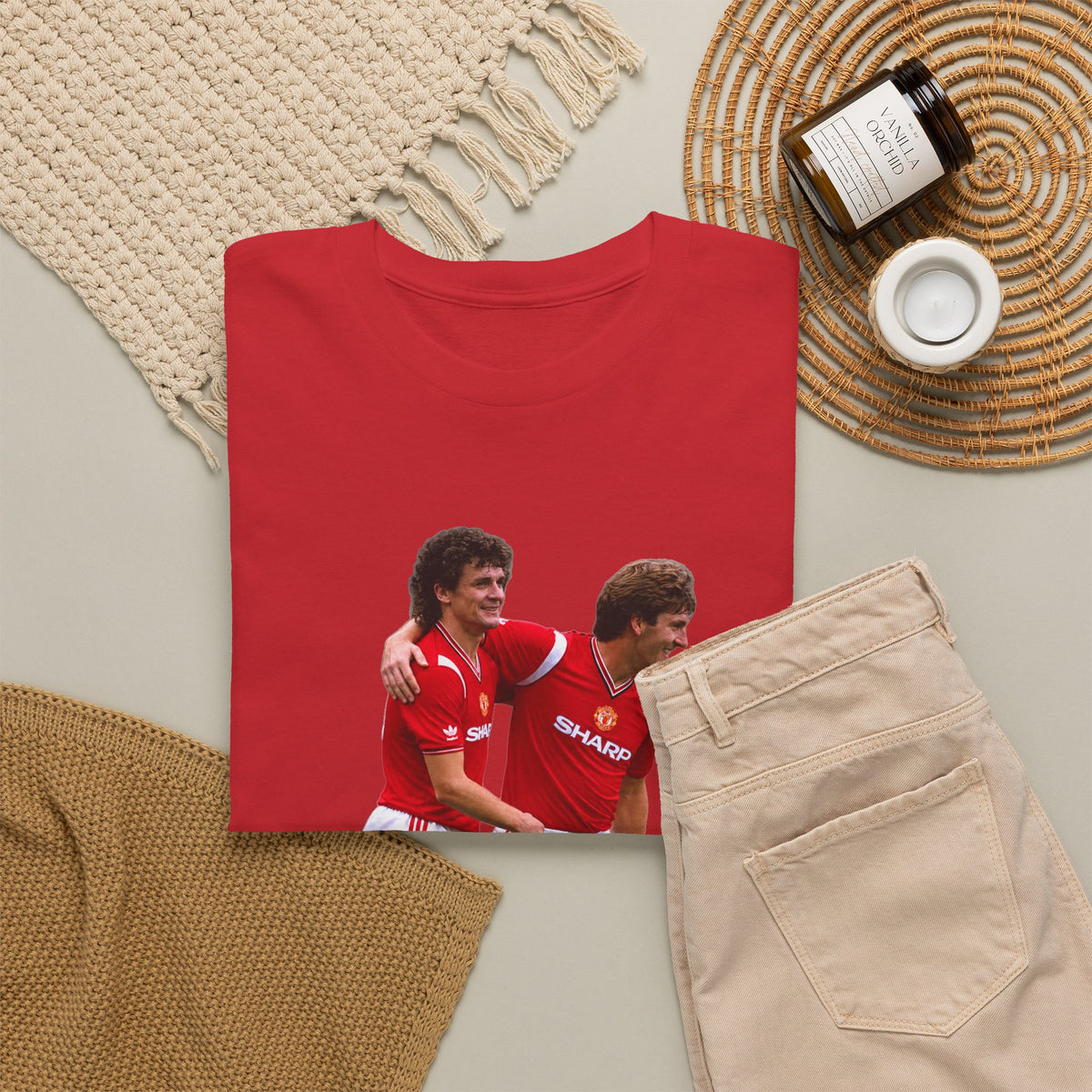 Hughes and Whiteside Manchester United Legend Teammates Graphic Cotton T-Shirt / Tee