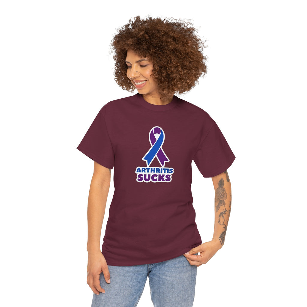 Arthritis Sucks Awareness T-Shirt — Purple & Blue Ribbon Support Tee
