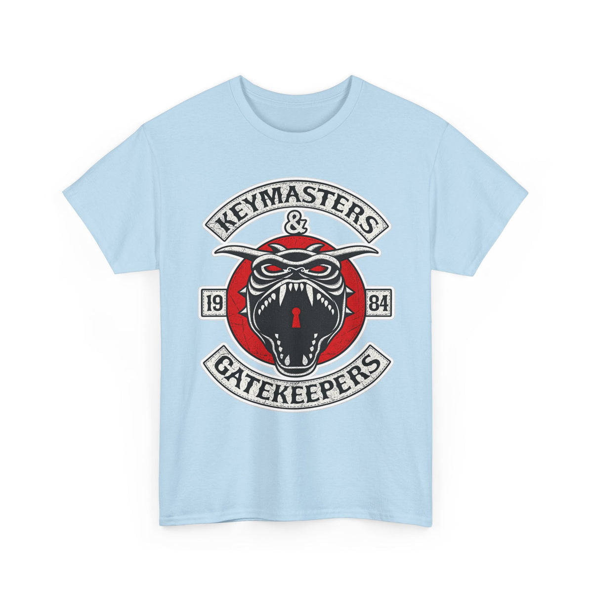 Keymasters & Gatekeepers Tee — Retro Demon Key Emblem Shirt (Since 1984)
