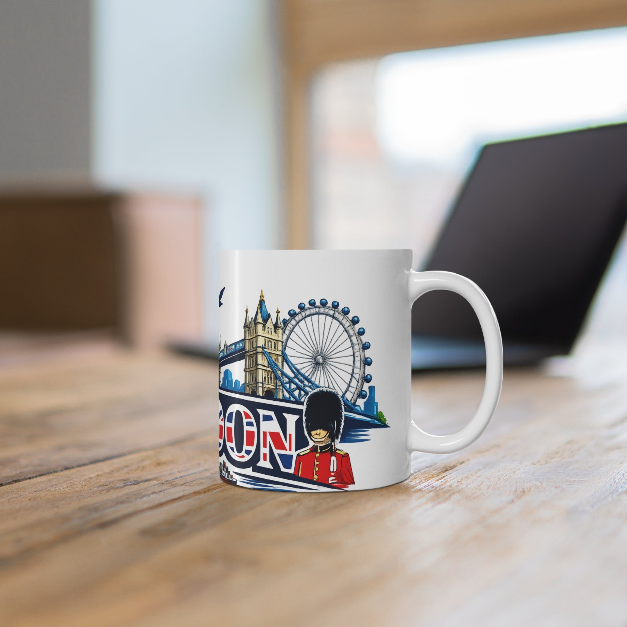 London Skyline Ceramic Mug — Union Jack 'London' Coffee Cup (11oz & 15oz)