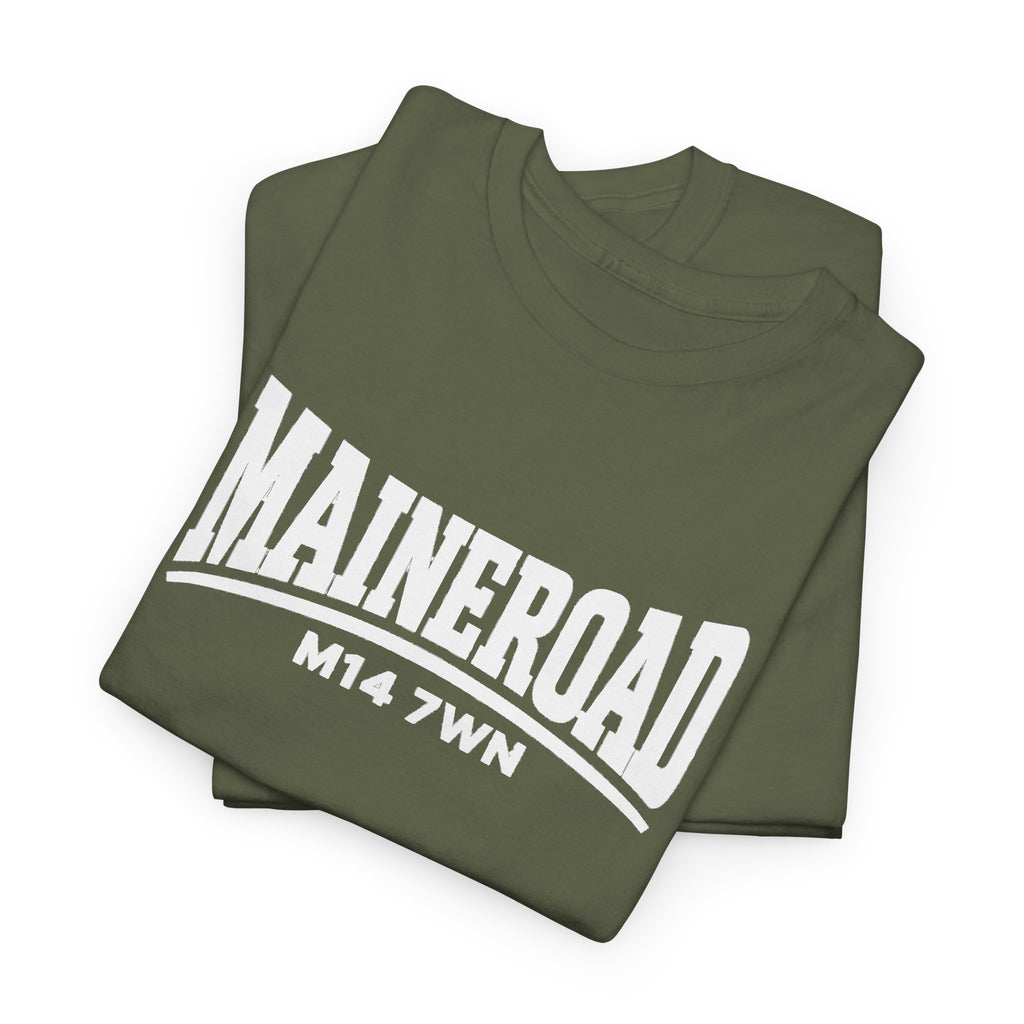 Maine Road Manchester City Cotton T-Shirt — M14 7WN Maine Graphic T-Shirt