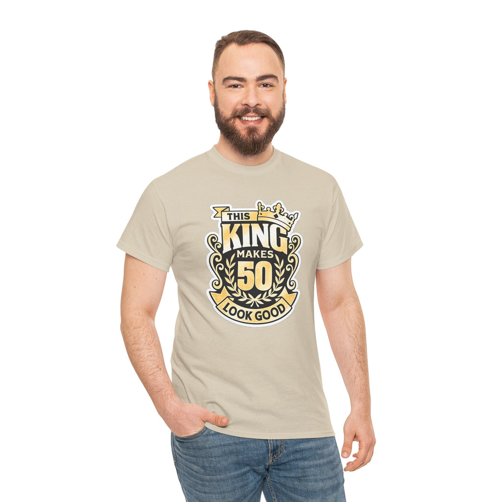 50th Birthday King T-Shirt – "This King Makes 50 Look Good"