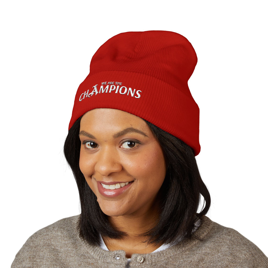 Arsenal Champions Embroidered Cuffed Beanie — 'We Are The Champions' Winter Knit Hat