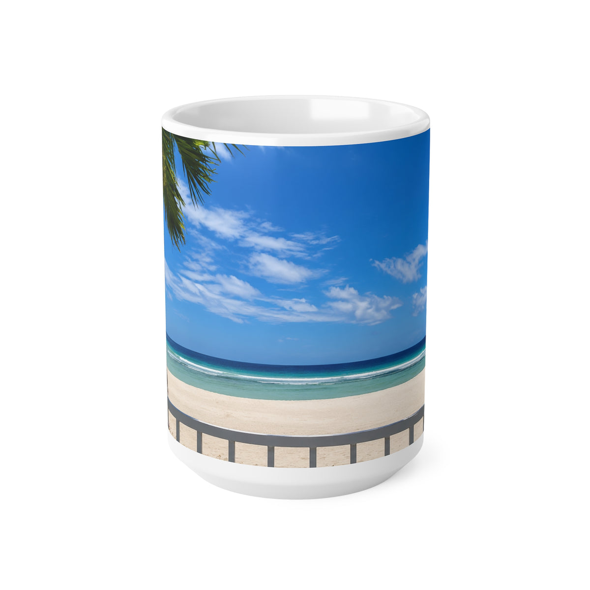 Barbados Beach View Ceramic Coffee Mug — Tropical Palm Seaside 11oz & 15oz