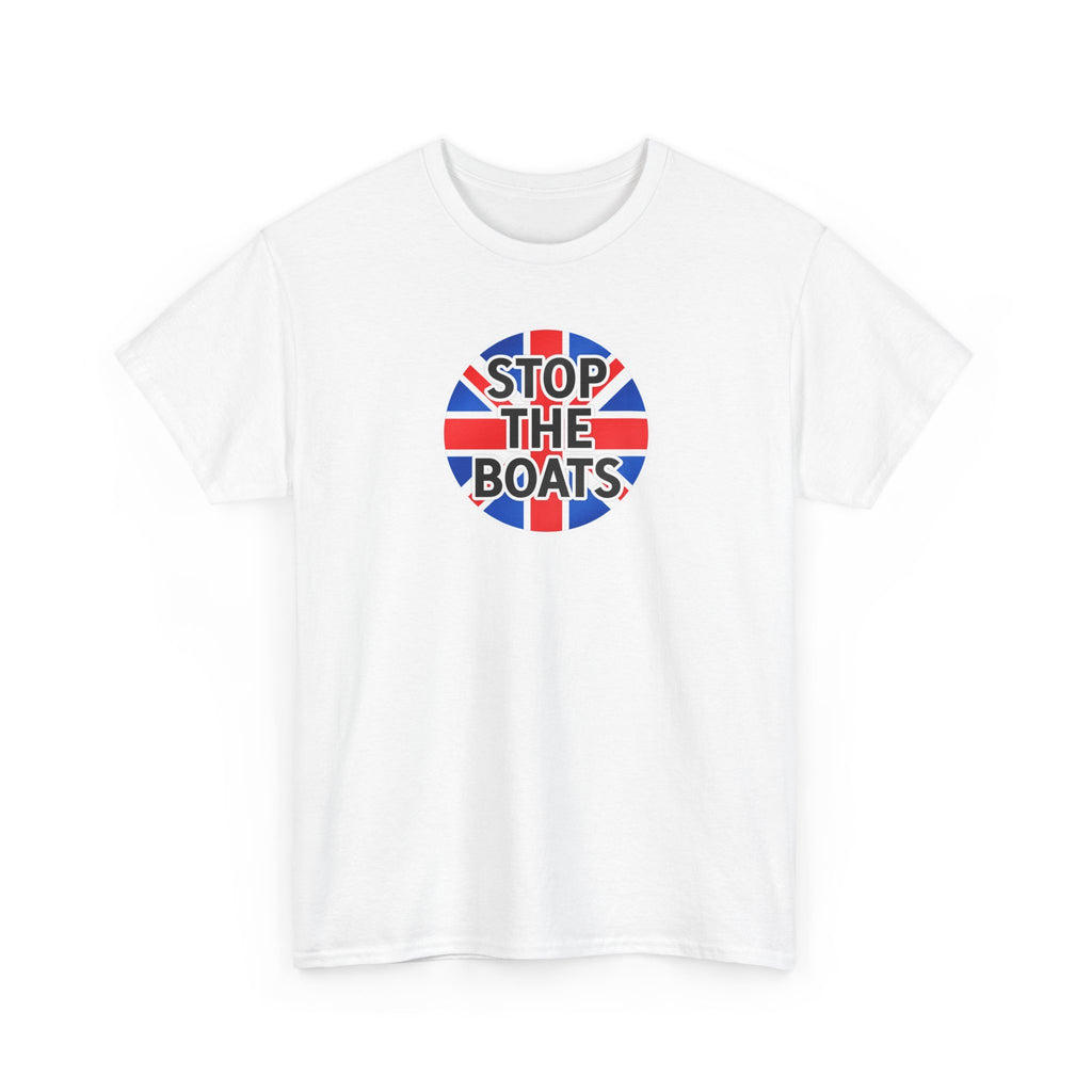 Stop The Boats Union Jack Protest Cotton T-Shirt / Tee
