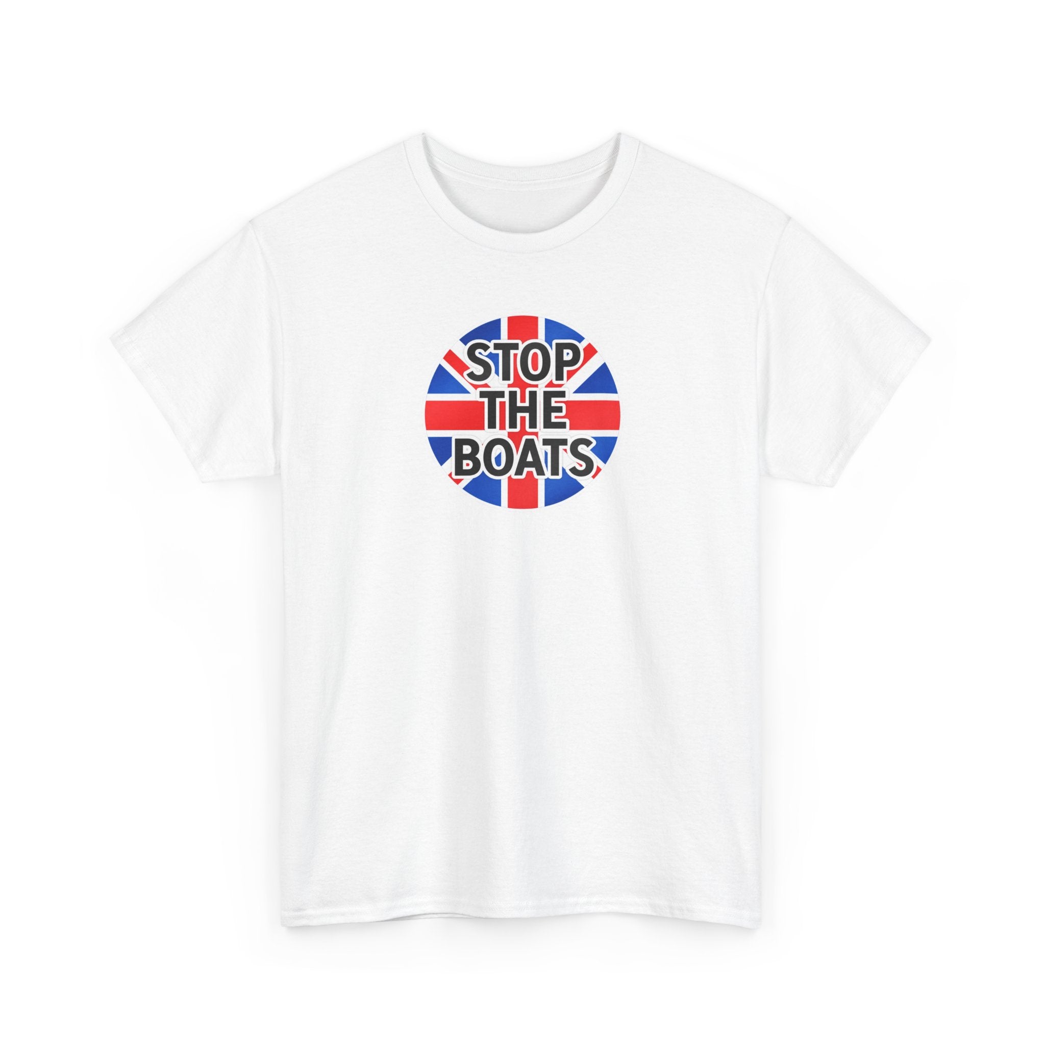 Stop The Boats Union Jack Protest Cotton T-Shirt / Tee