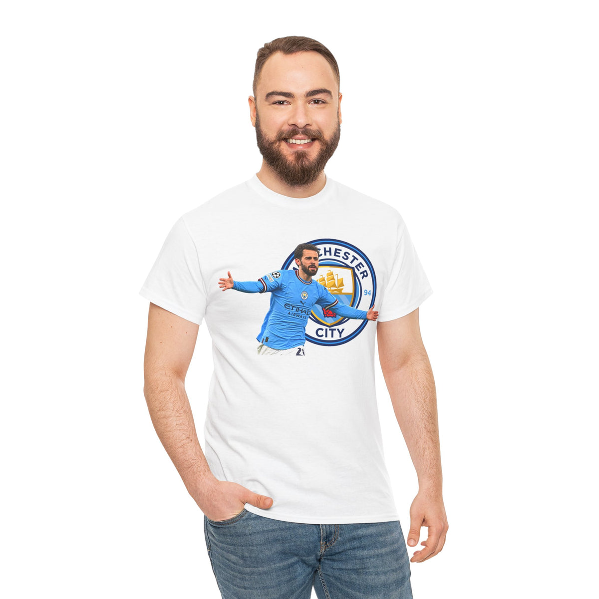 Bernardo Silva Manchester City Football Club Graphic Tee — Celebratory Player Design